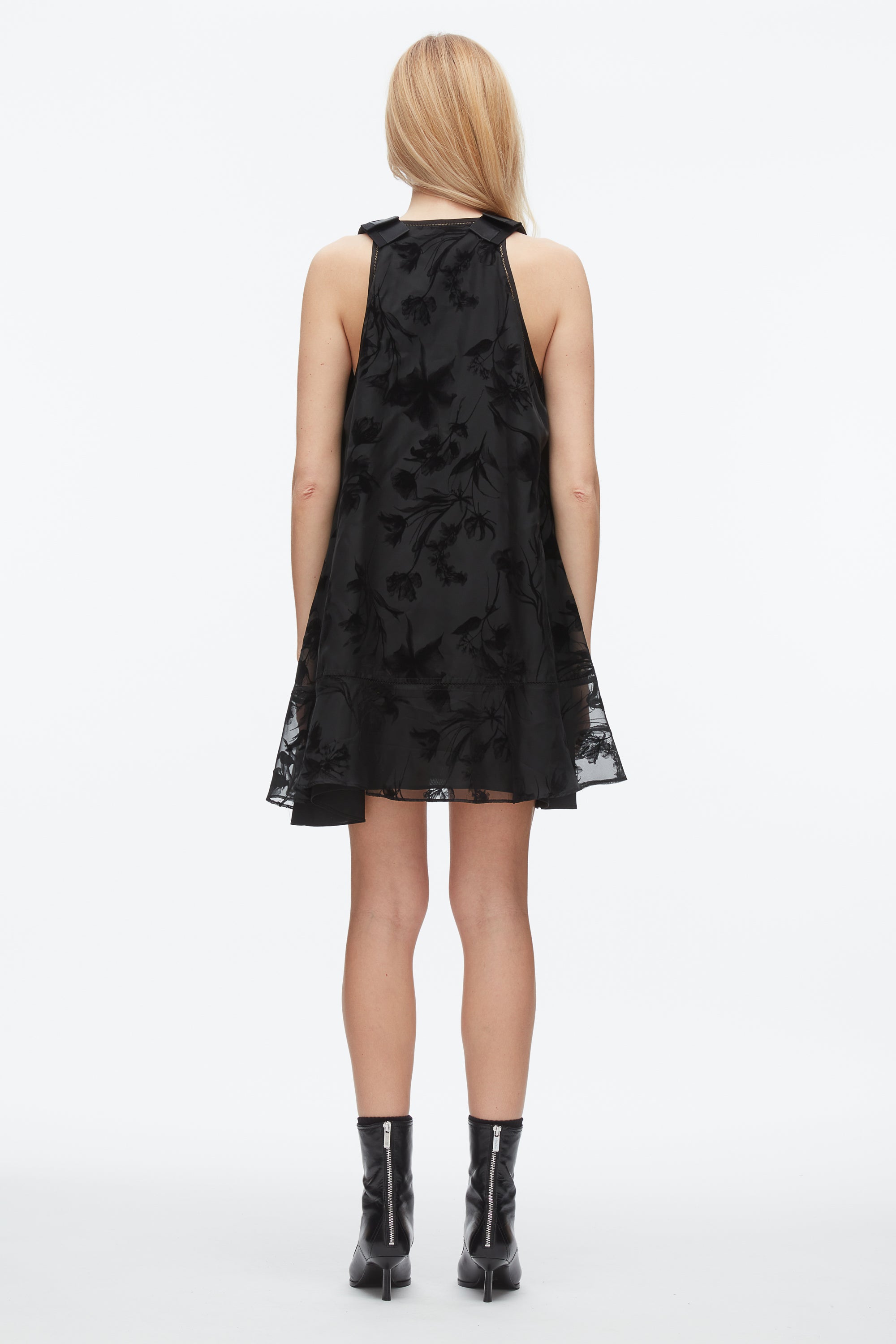 Black Flocked Organza Trapeze Dress | 3.1 Phillip Lim