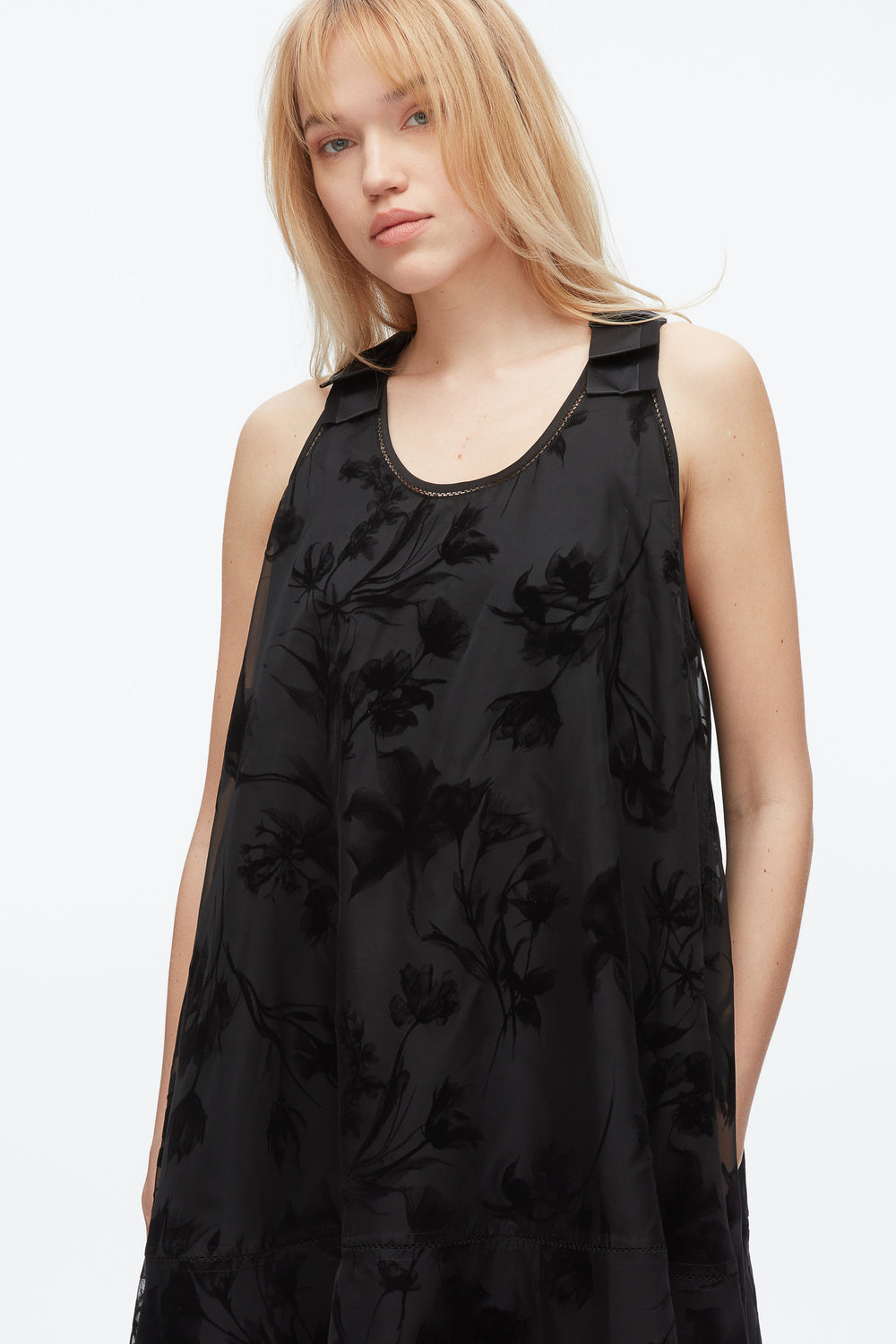 Black Flocked Organza Trapeze Dress | 3.1 Phillip Lim