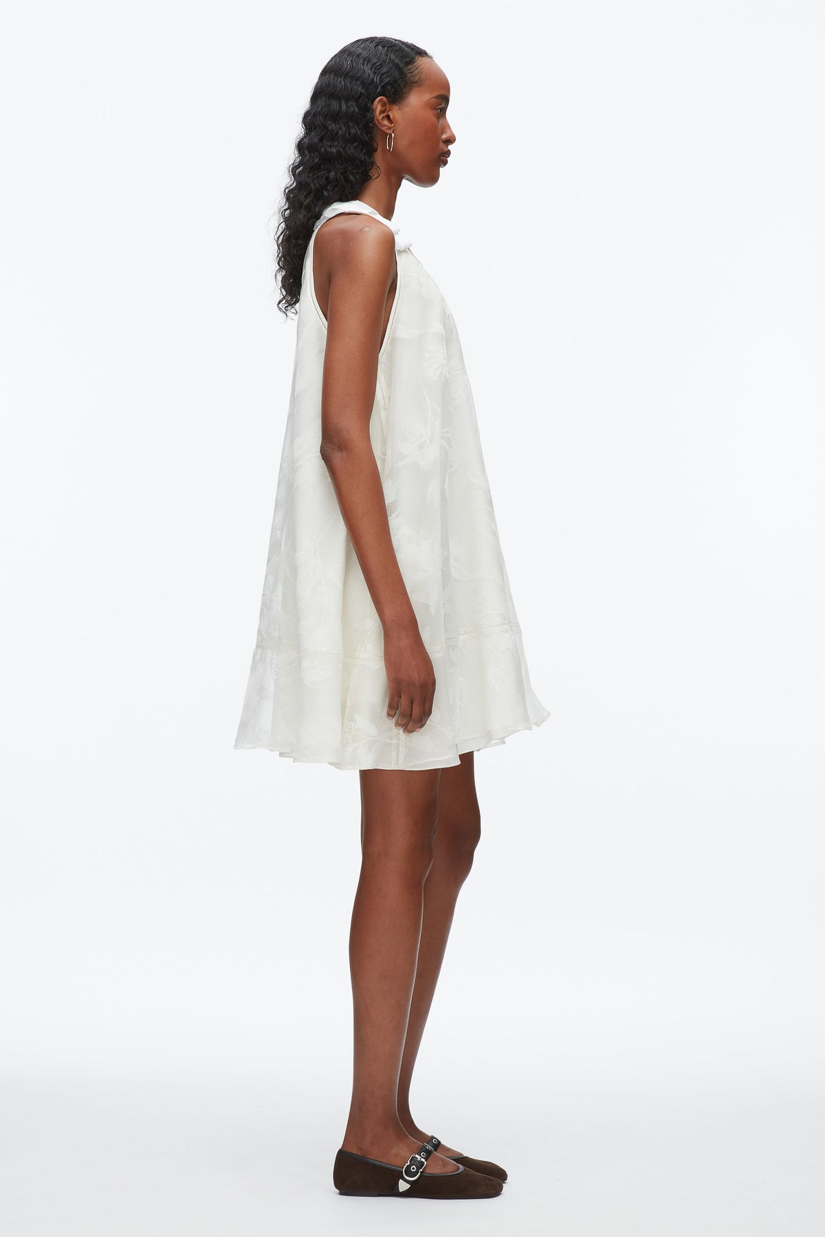 White Flocked Organza Trapeze Dress | 3.1 Phillip Lim