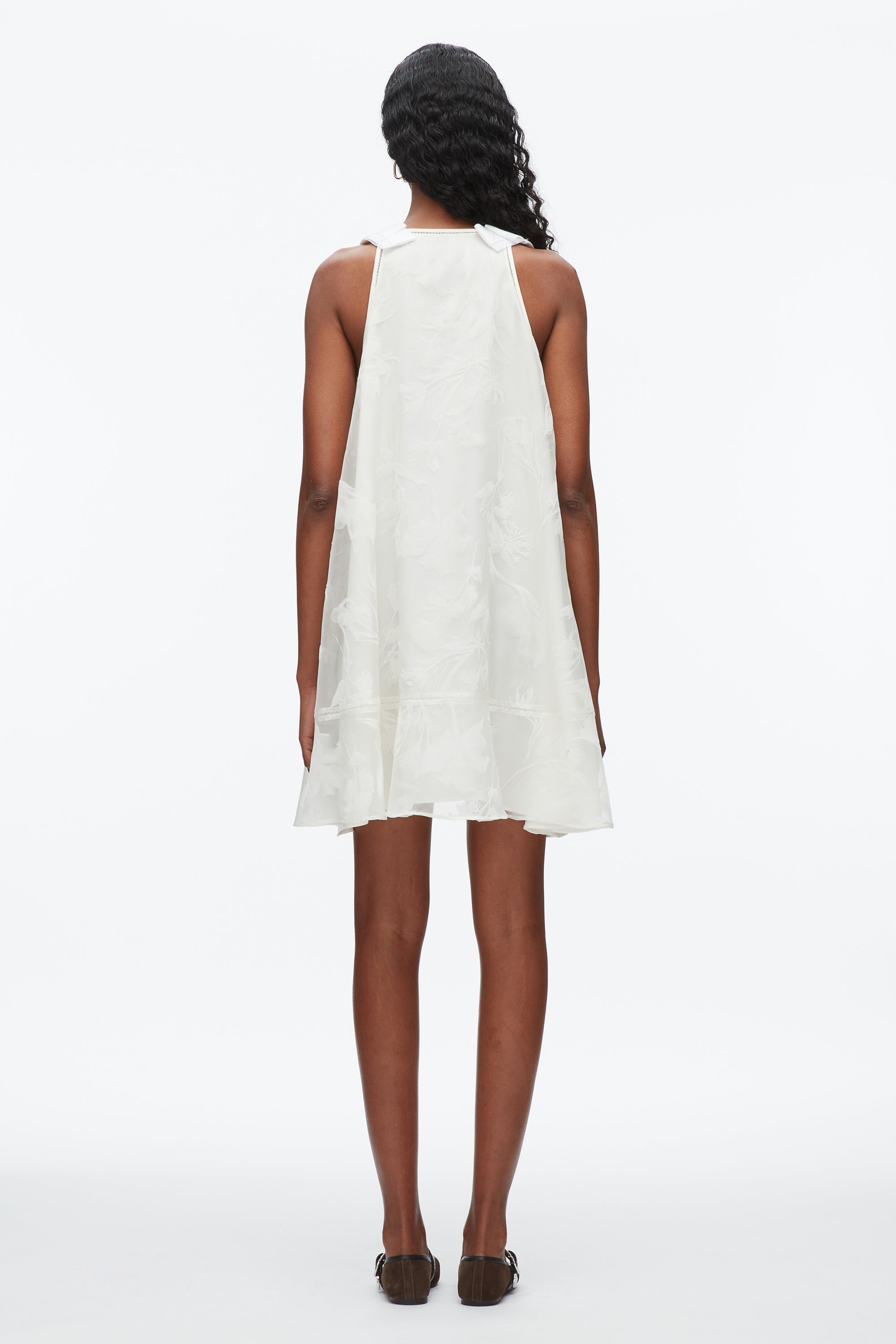 White Flocked Organza Trapeze Dress | 3.1 Phillip Lim