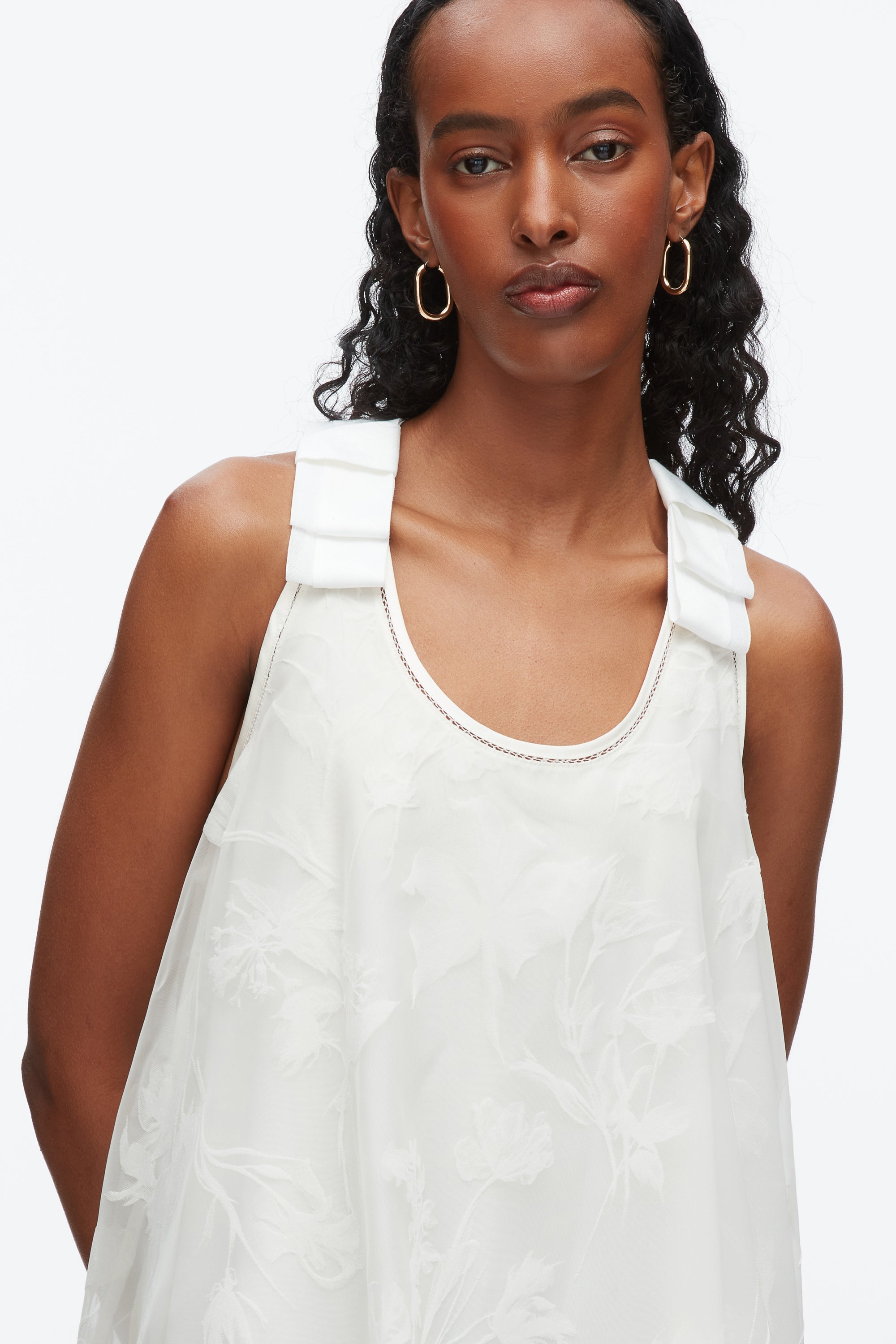 White Flocked Organza Trapeze Dress | 3.1 Phillip Lim