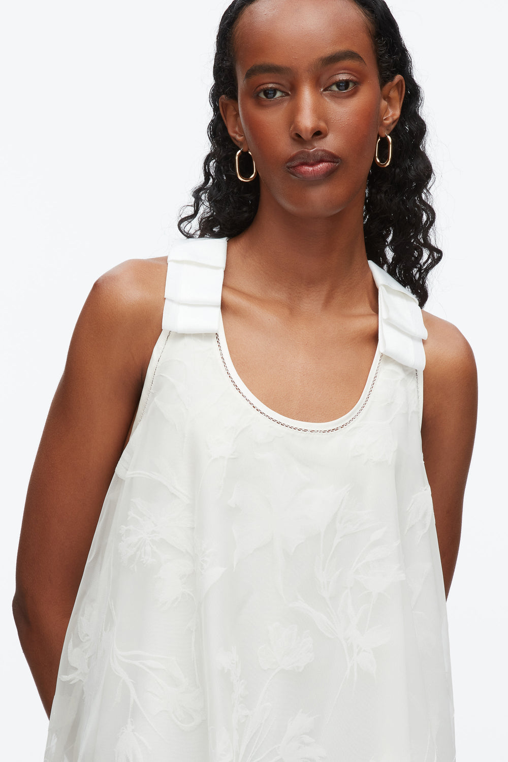 White Flocked Organza Trapeze Dress | 3.1 Phillip Lim