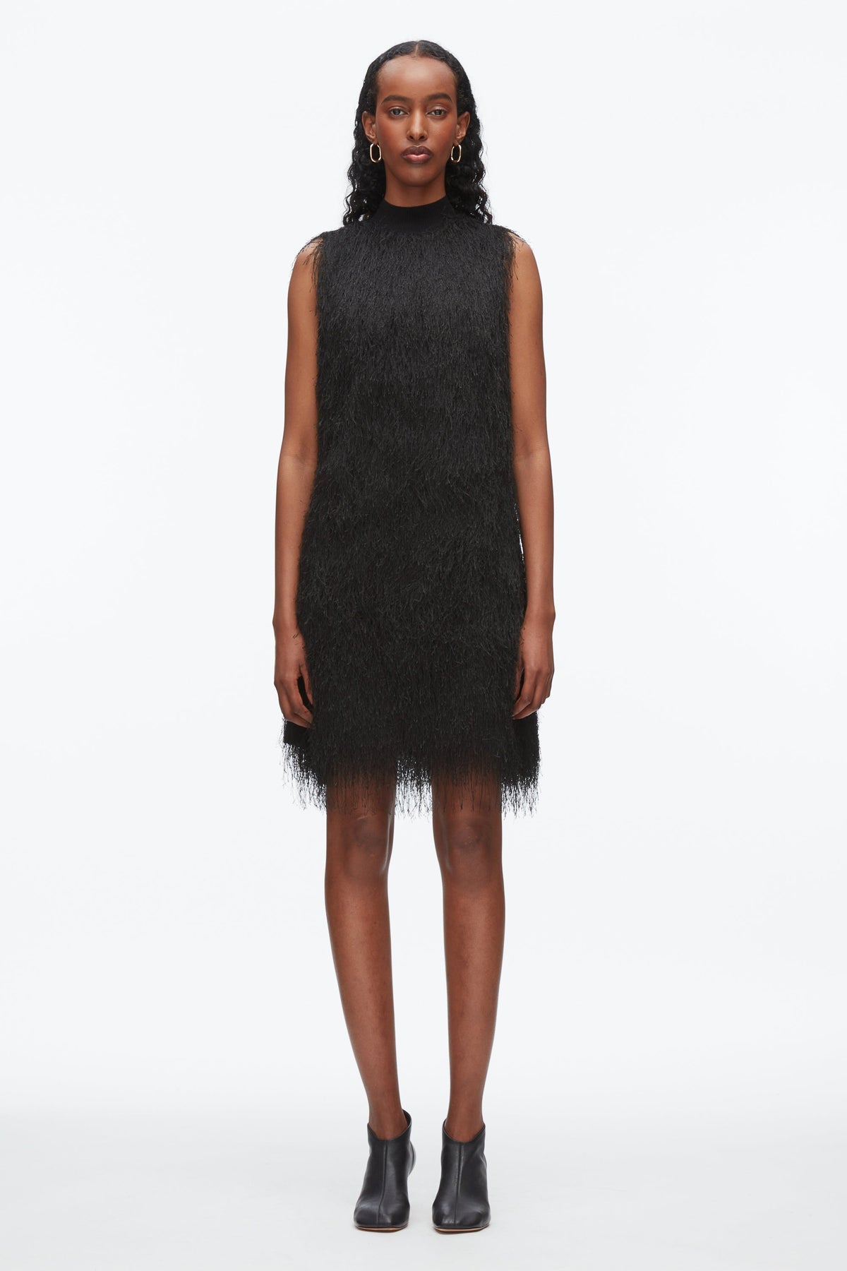 Black Fringe Mock Neck Shift Dress | 3.1 Phillip Lim