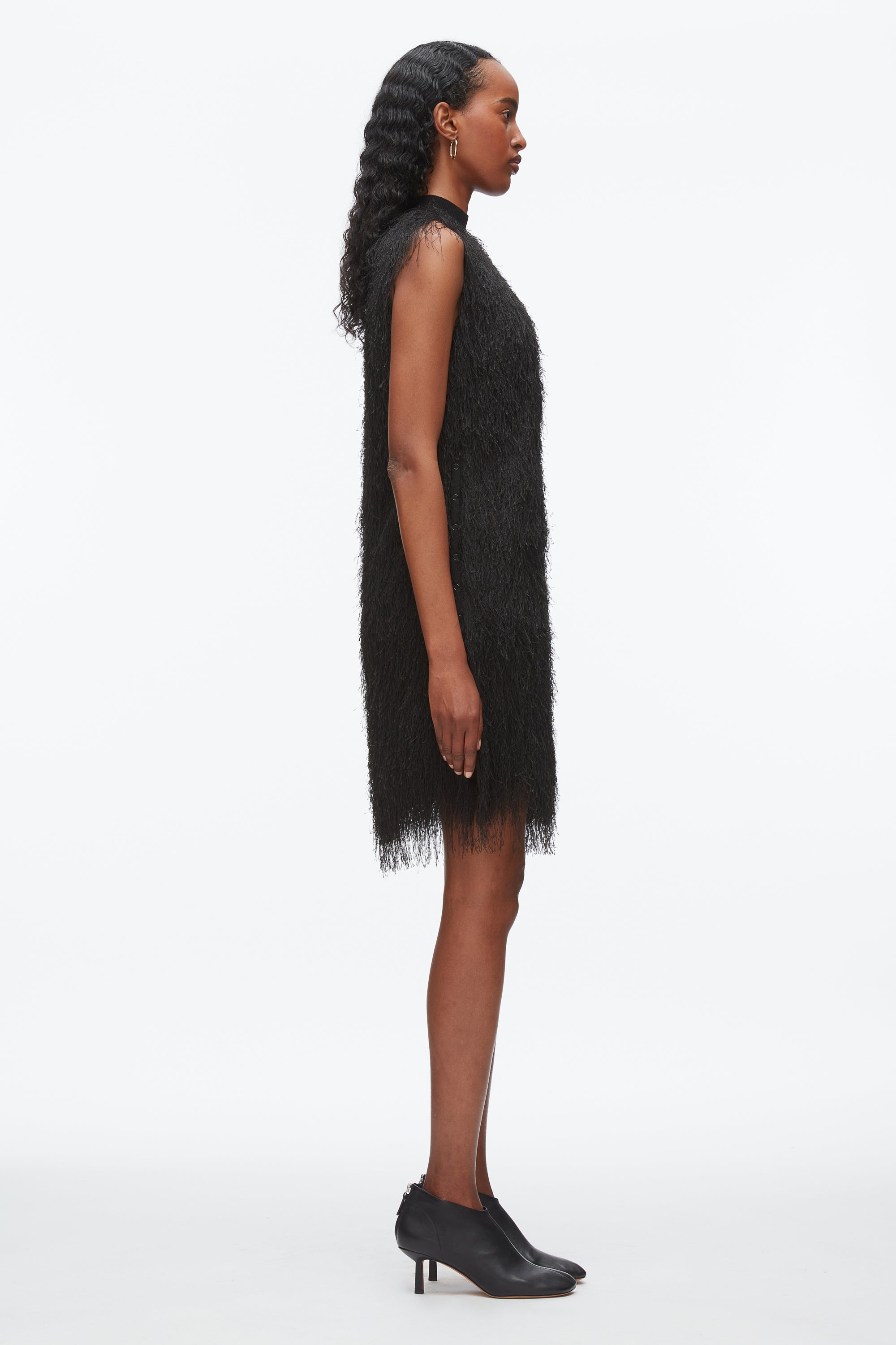 Black Fringe Mock Neck Shift Dress | 3.1 Phillip Lim