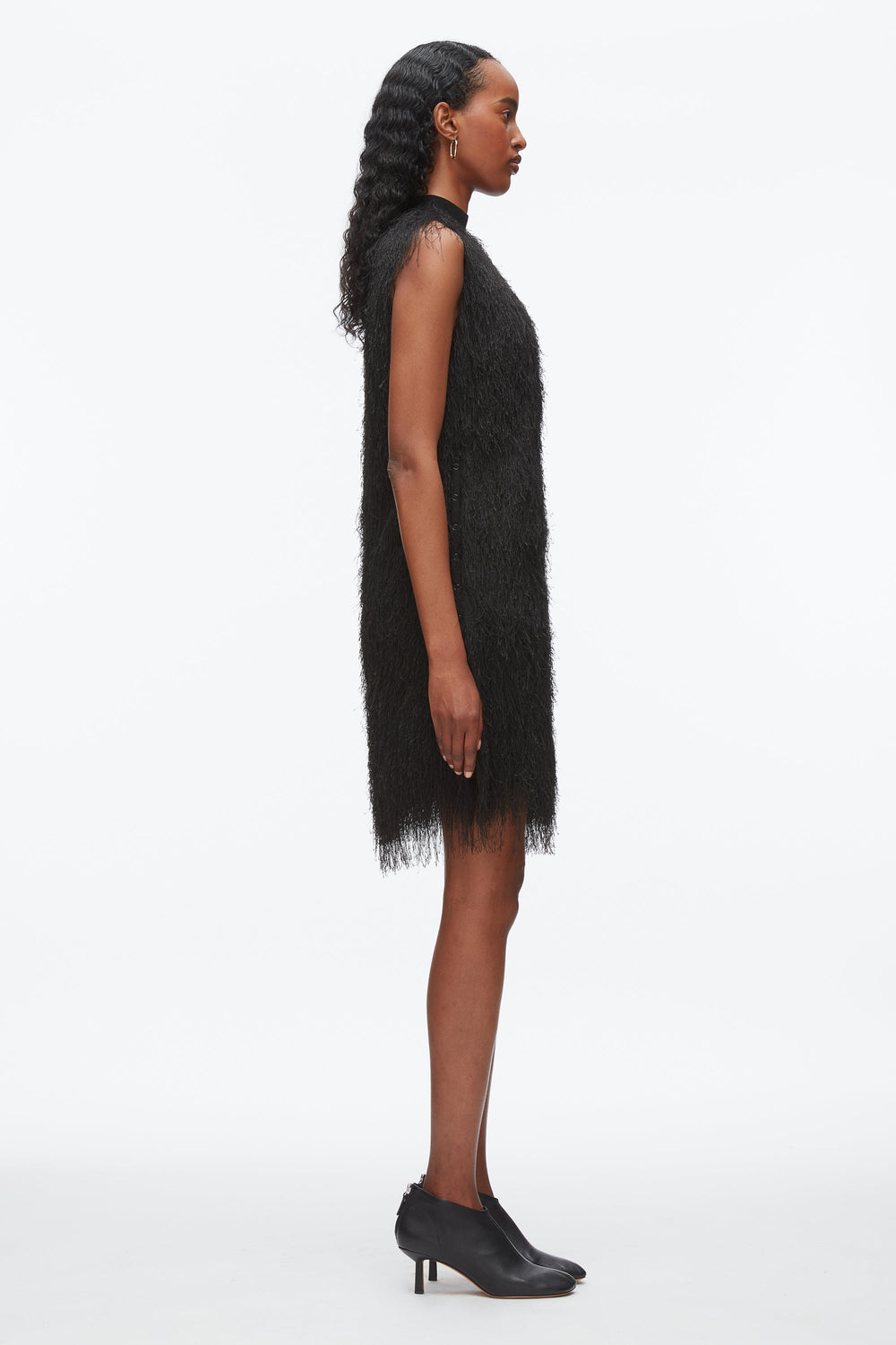 Black Fringe Mock Neck Shift Dress | 3.1 Phillip Lim