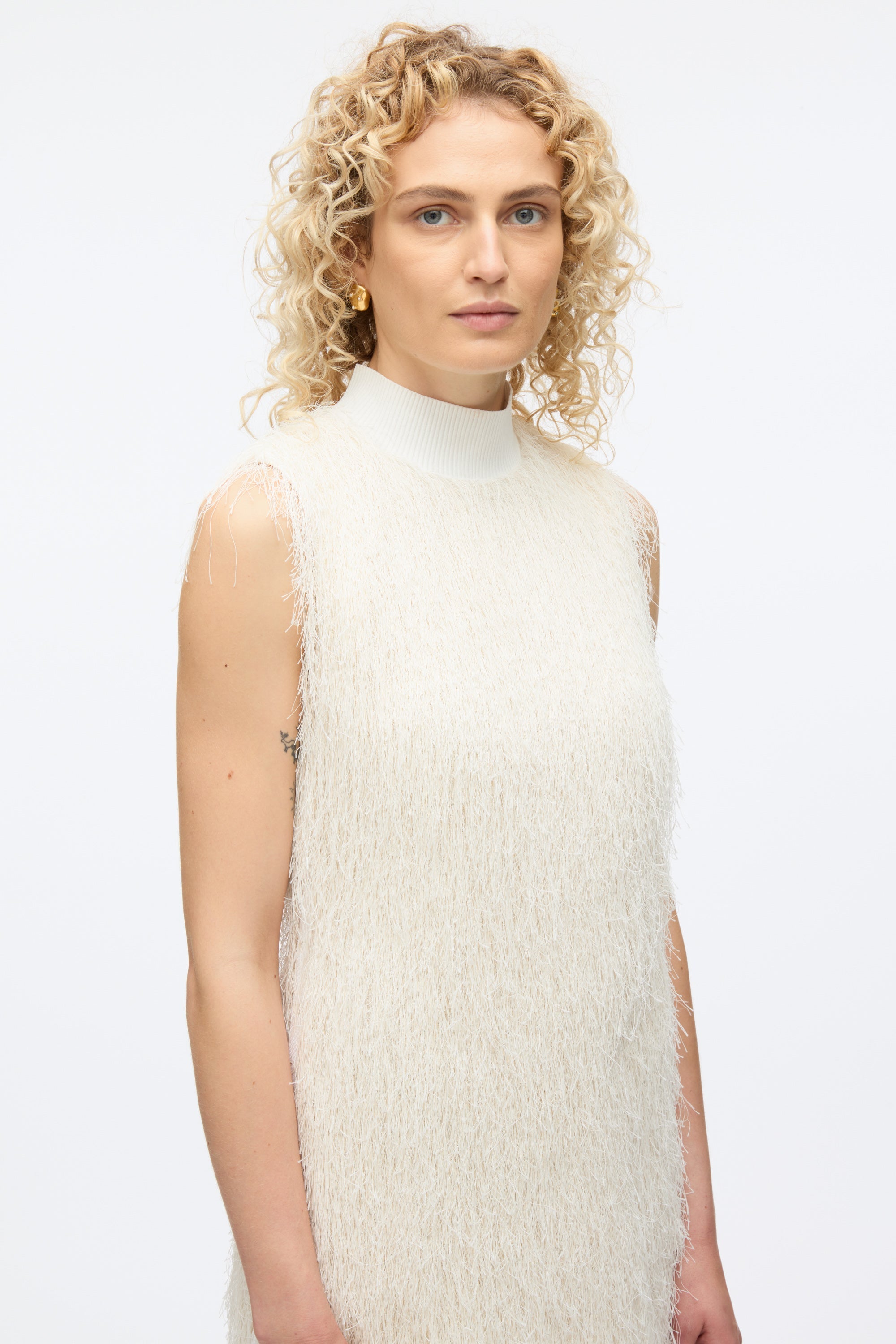 Ivory Fringe Mock Neck Shift Dress | 3.1 Phillip Lim