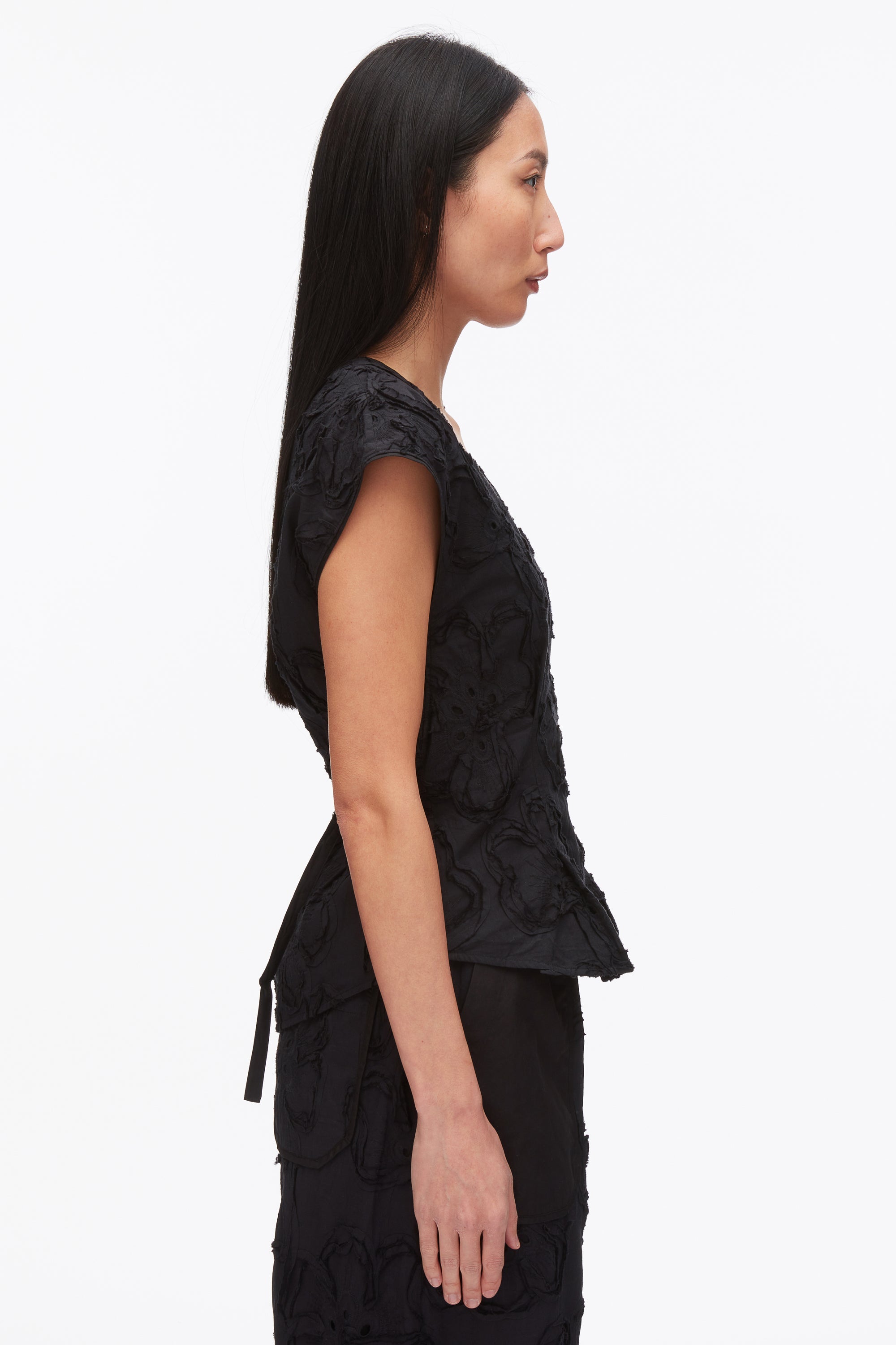 Black Embroidered Cap Sleeve Top | 3.1 Phillip Lim