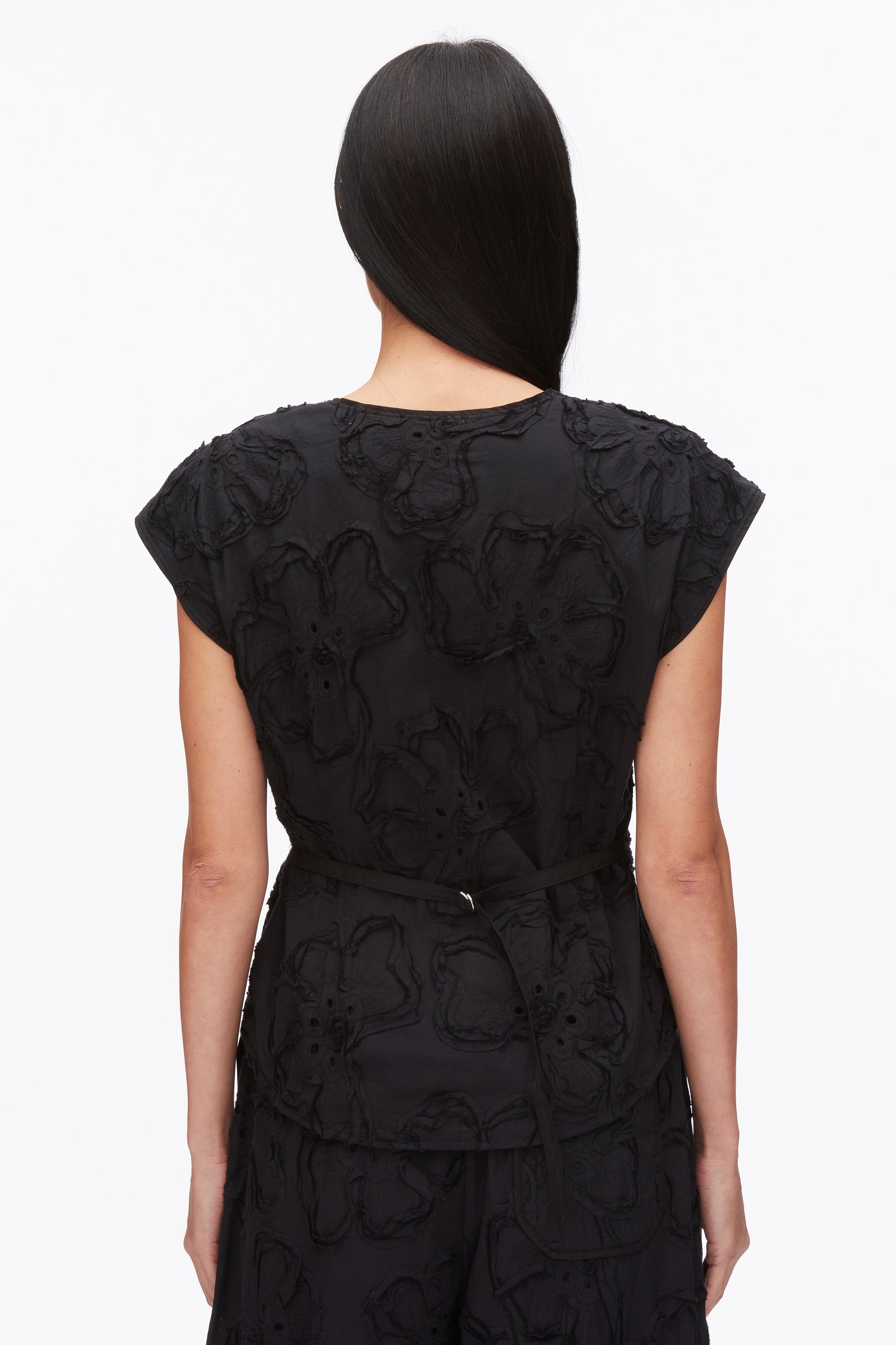 Black Embroidered Cap Sleeve Top | 3.1 Phillip Lim