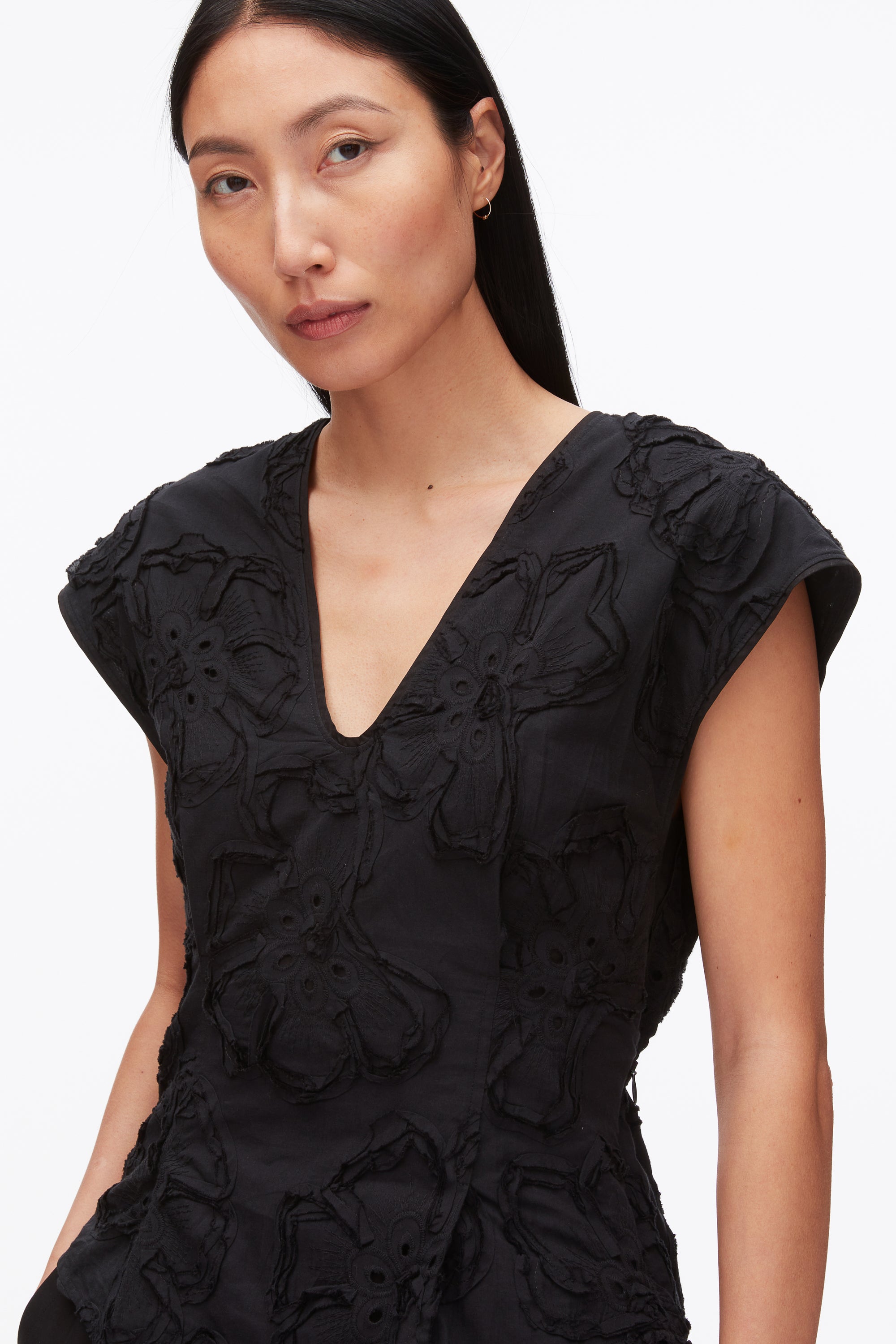 Black Embroidered Cap Sleeve Top | 3.1 Phillip Lim