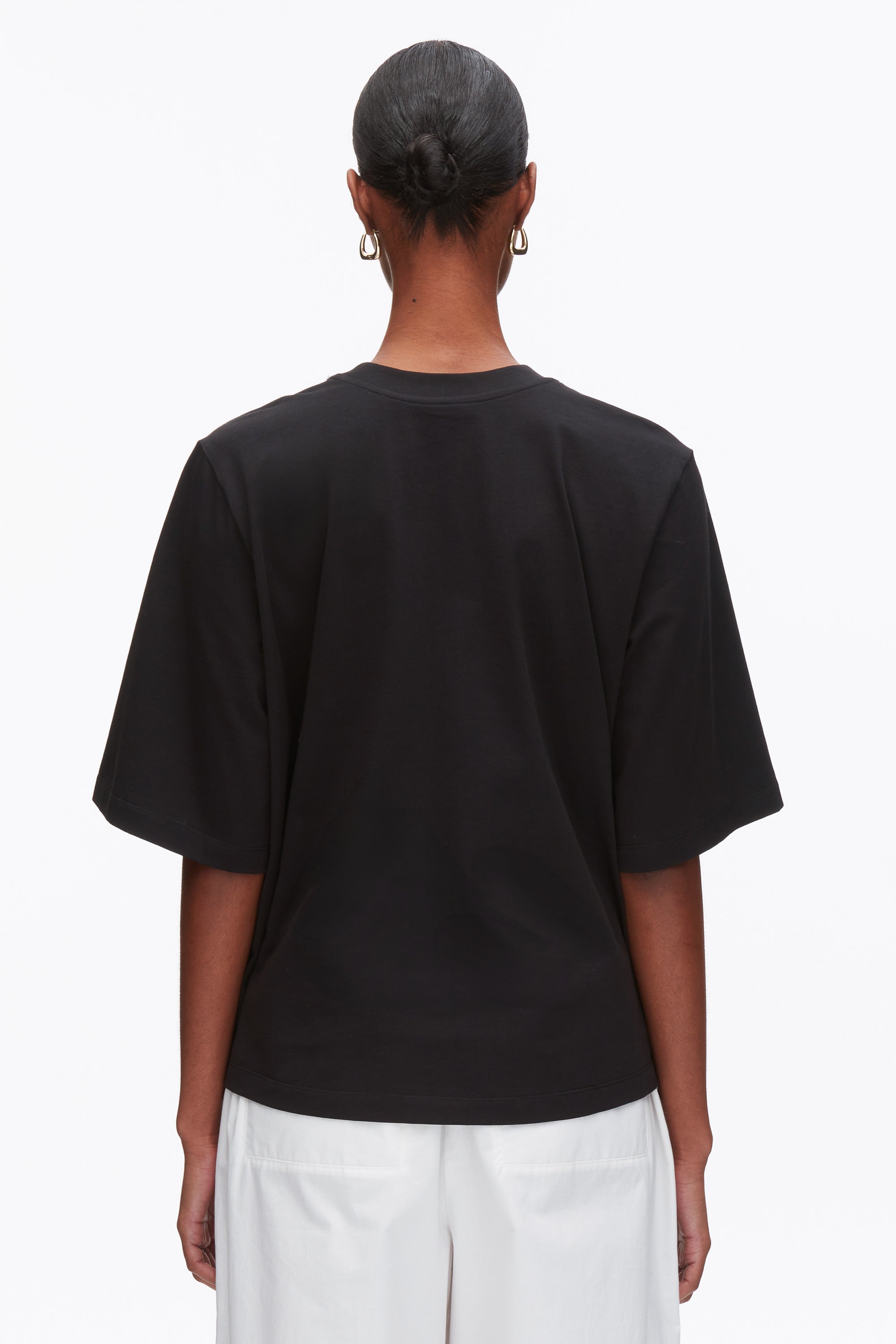Black Trapeze T-Shirt with Floral Appliqué | 3.1 Phillip Lim