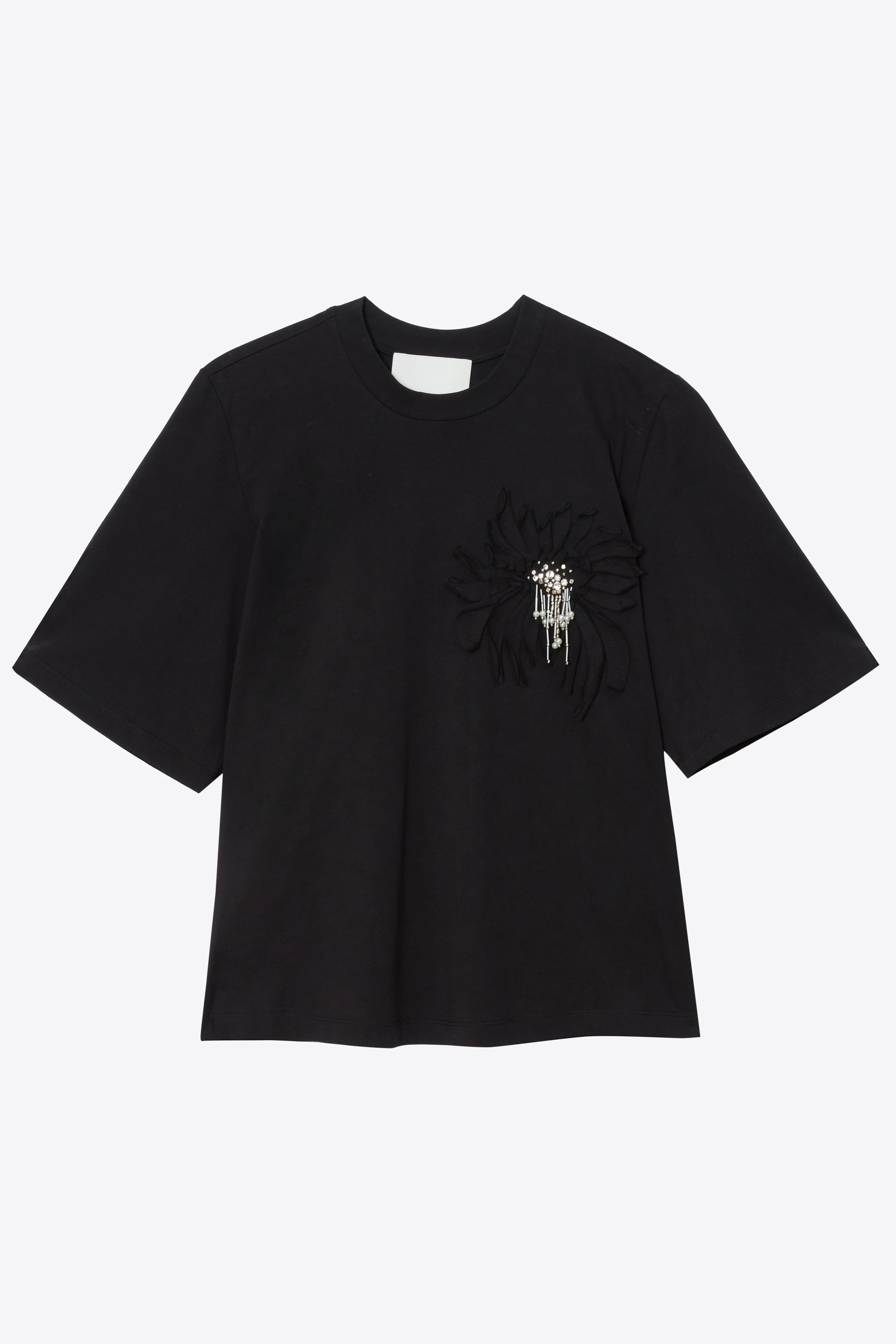 Black Trapeze T-Shirt with Floral Appliqué | 3.1 Phillip Lim