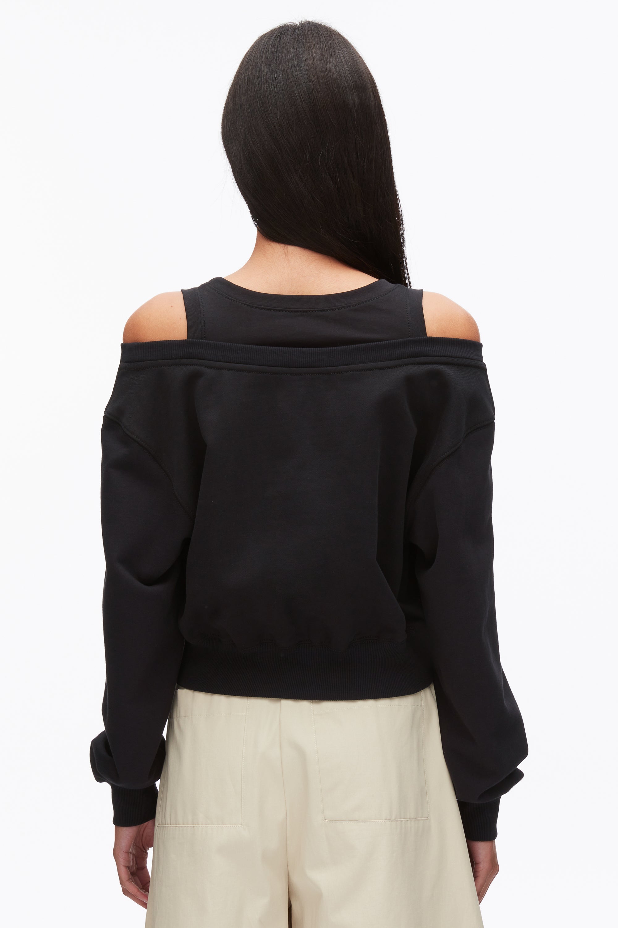 Black Long Sleeve Embellished Double Layer Top | 3.1 Phillip Lim