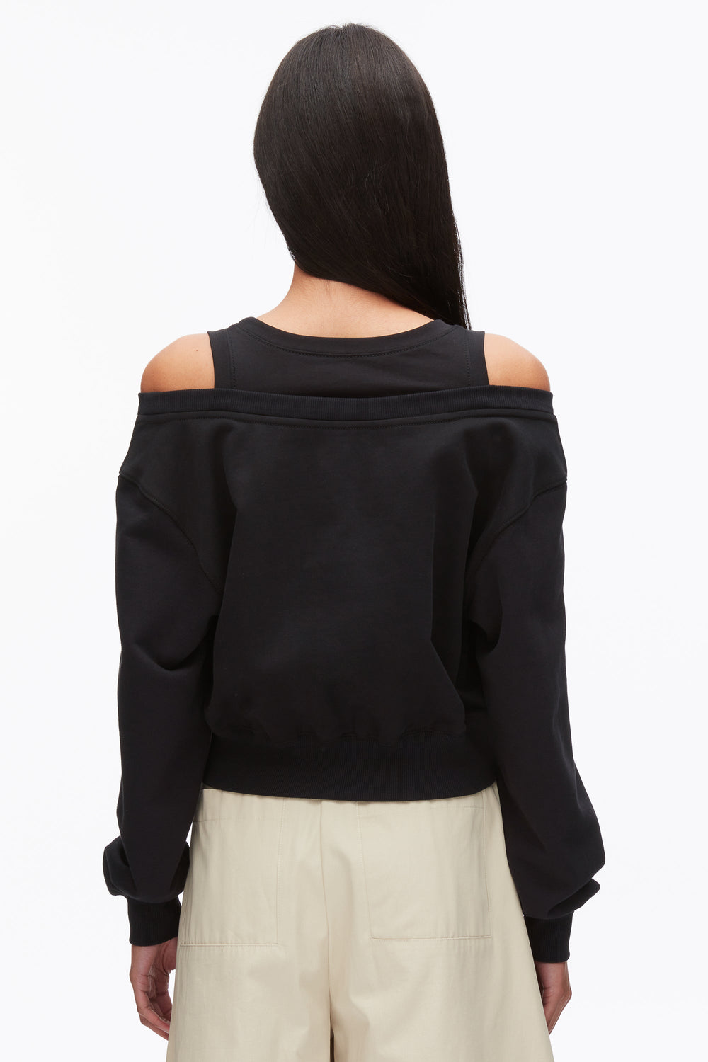 Black Long Sleeve Embellished Double Layer Top | 3.1 Phillip Lim