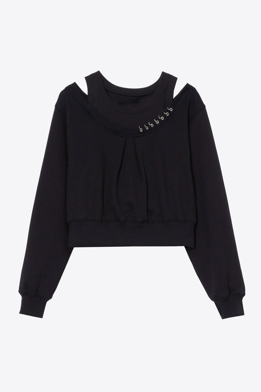 Black Long Sleeve Embellished Double Layer Top | 3.1 Phillip Lim