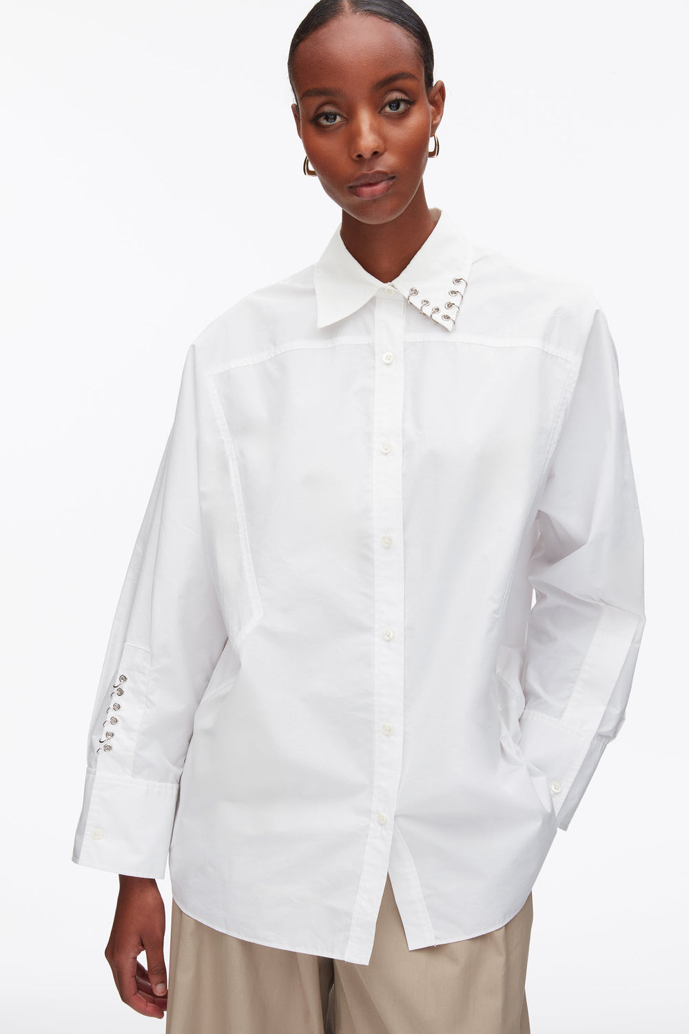 White Embellished Oversize Shirt | 3.1 Phillip Lim