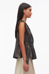 Slate Sleeveless Satin V-Neck with Lace Trim | 3.1 Phillip Lim