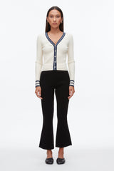 Ecru-Navy Textured Rib Cardigan | 3.1 Phillip Lim