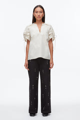 Stone Ruched Sleeve V-Neck Top | 3.1 Phillip Lim