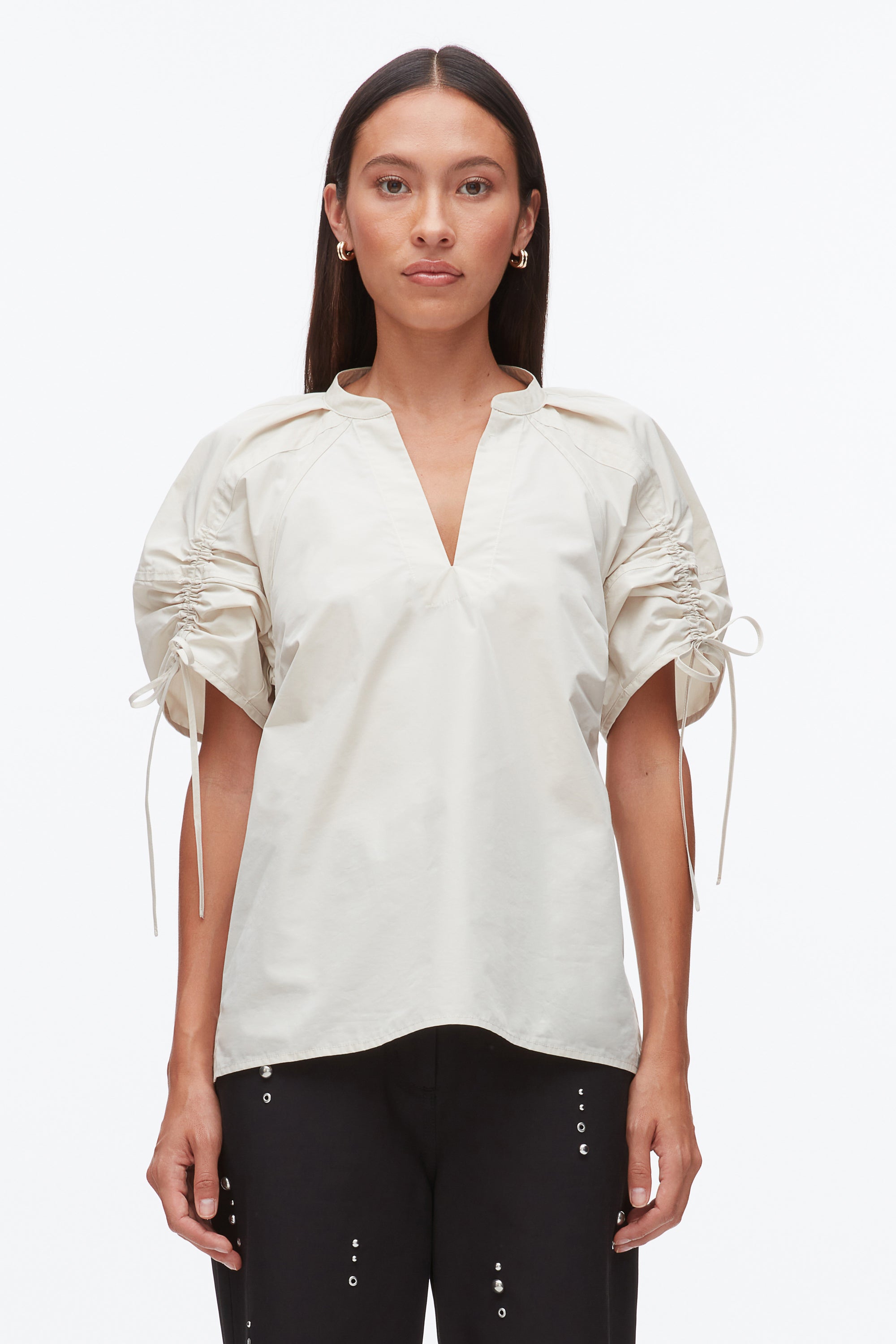 Stone Ruched Sleeve V-Neck Top | 3.1 Phillip Lim