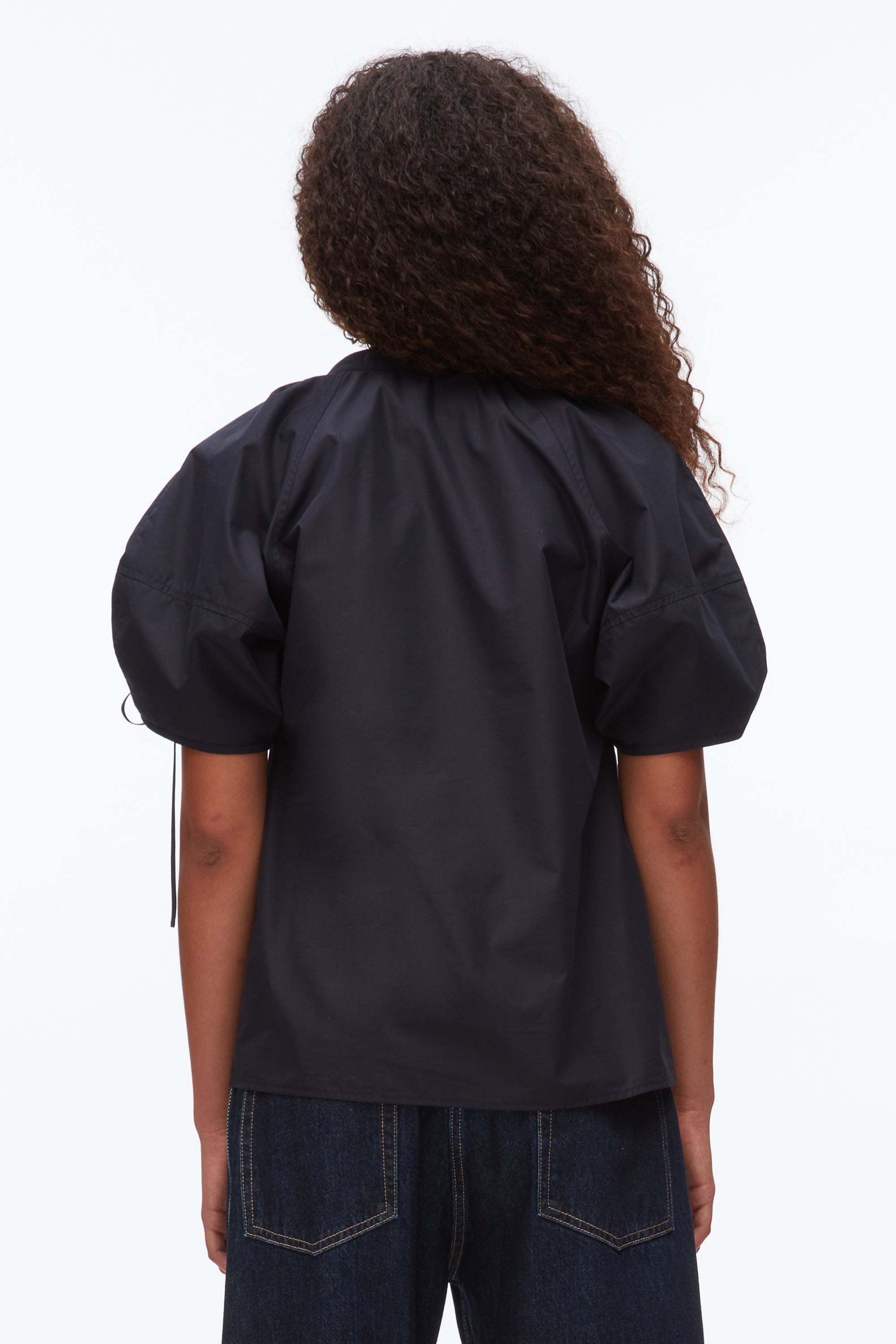 Midnight Ruched Sleeve V-Neck Top | 3.1 Phillip Lim
