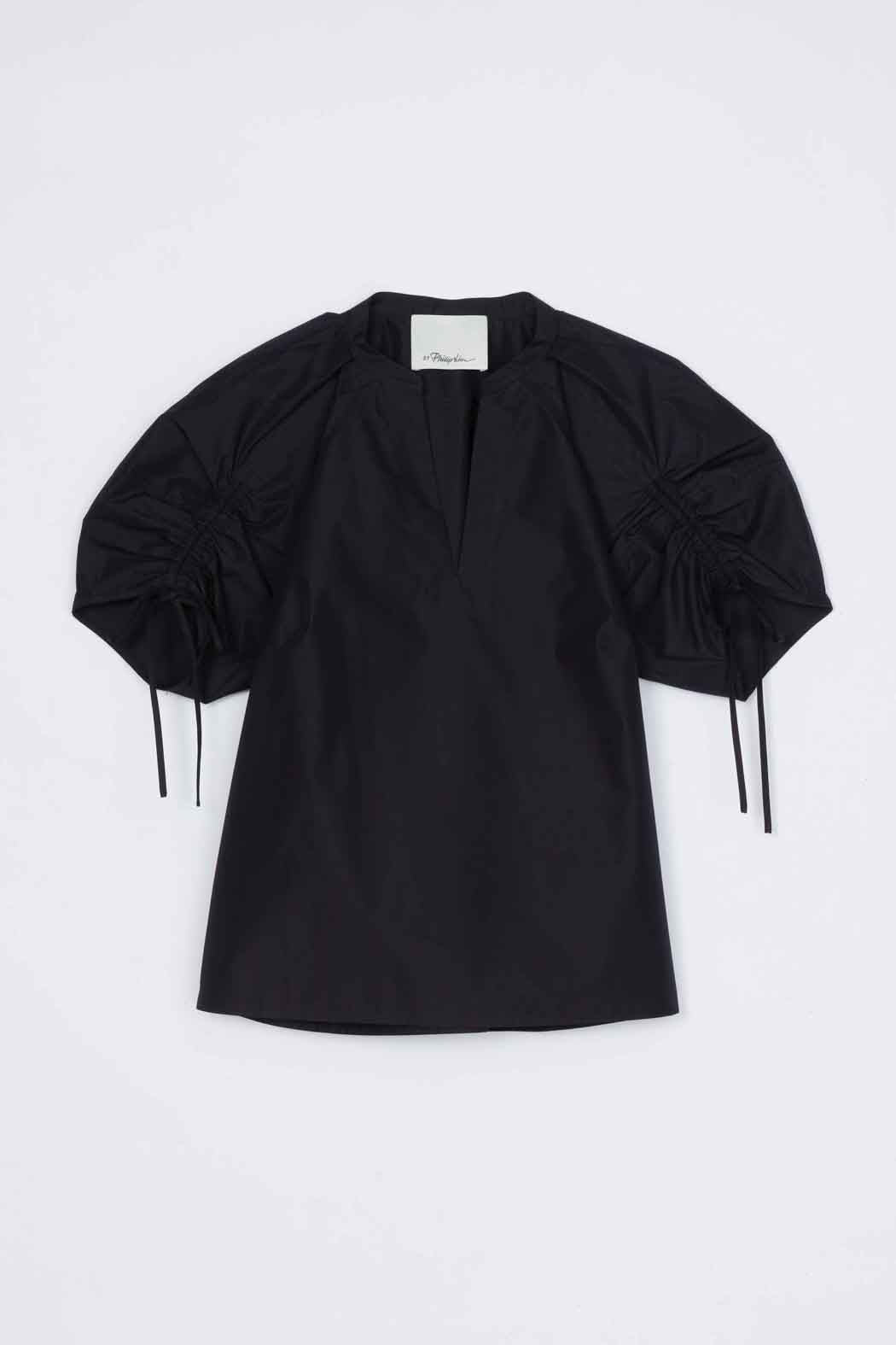 Midnight Ruched Sleeve V-Neck Top | 3.1 Phillip Lim