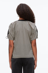 Black-Black Multi Ruched T-Shirt with Poplin Back | 3.1 Phillip Lim