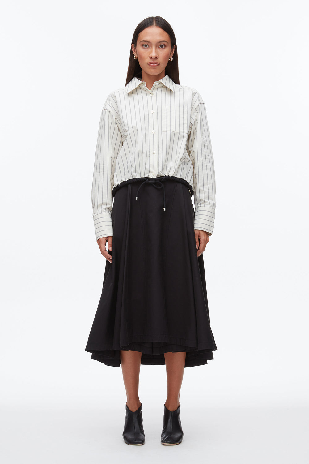 Cream Multi Drawcord Hem Stripe Shirt | 3.1 Phillip Lim