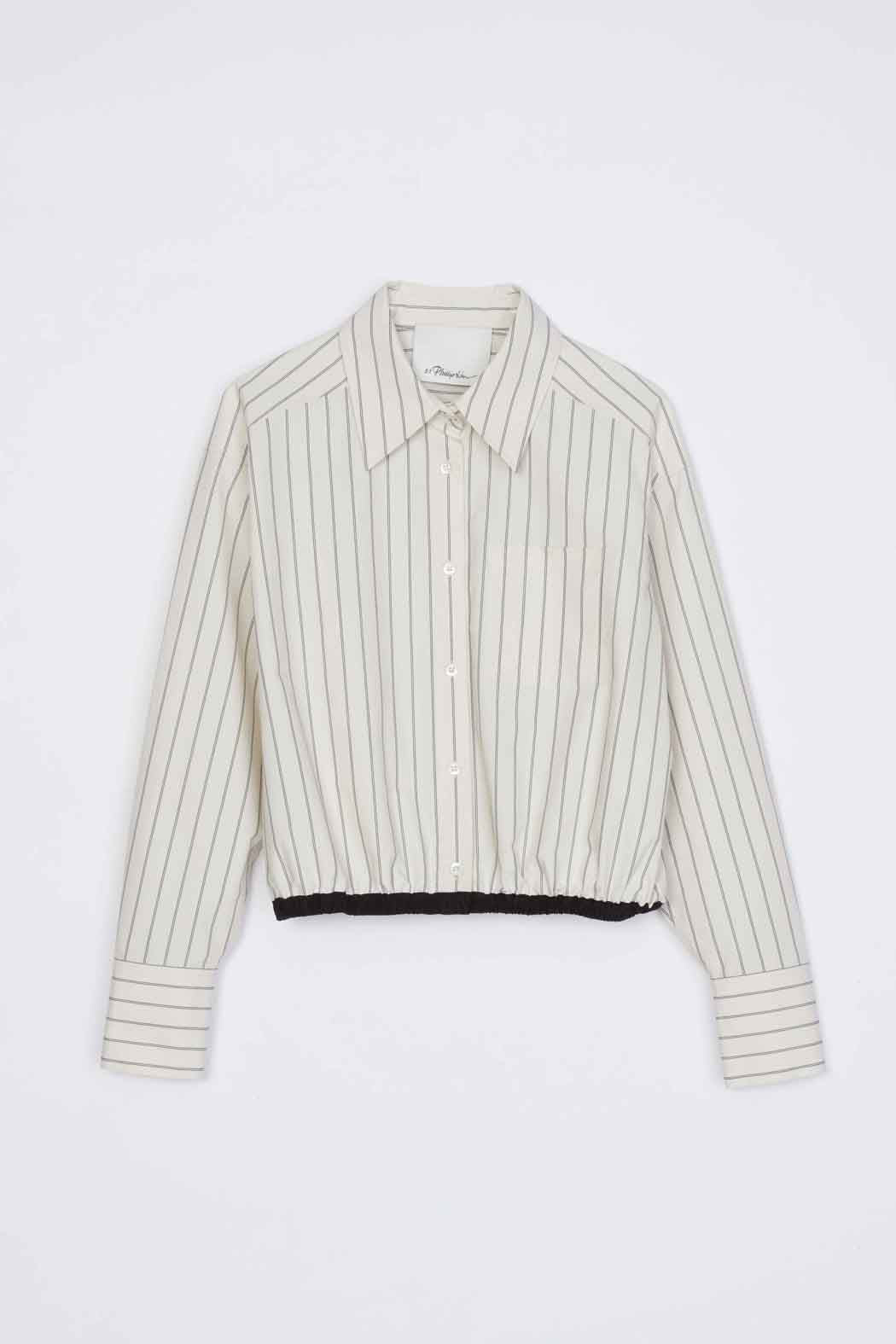 Cream Multi Drawcord Hem Stripe Shirt | 3.1 Phillip Lim