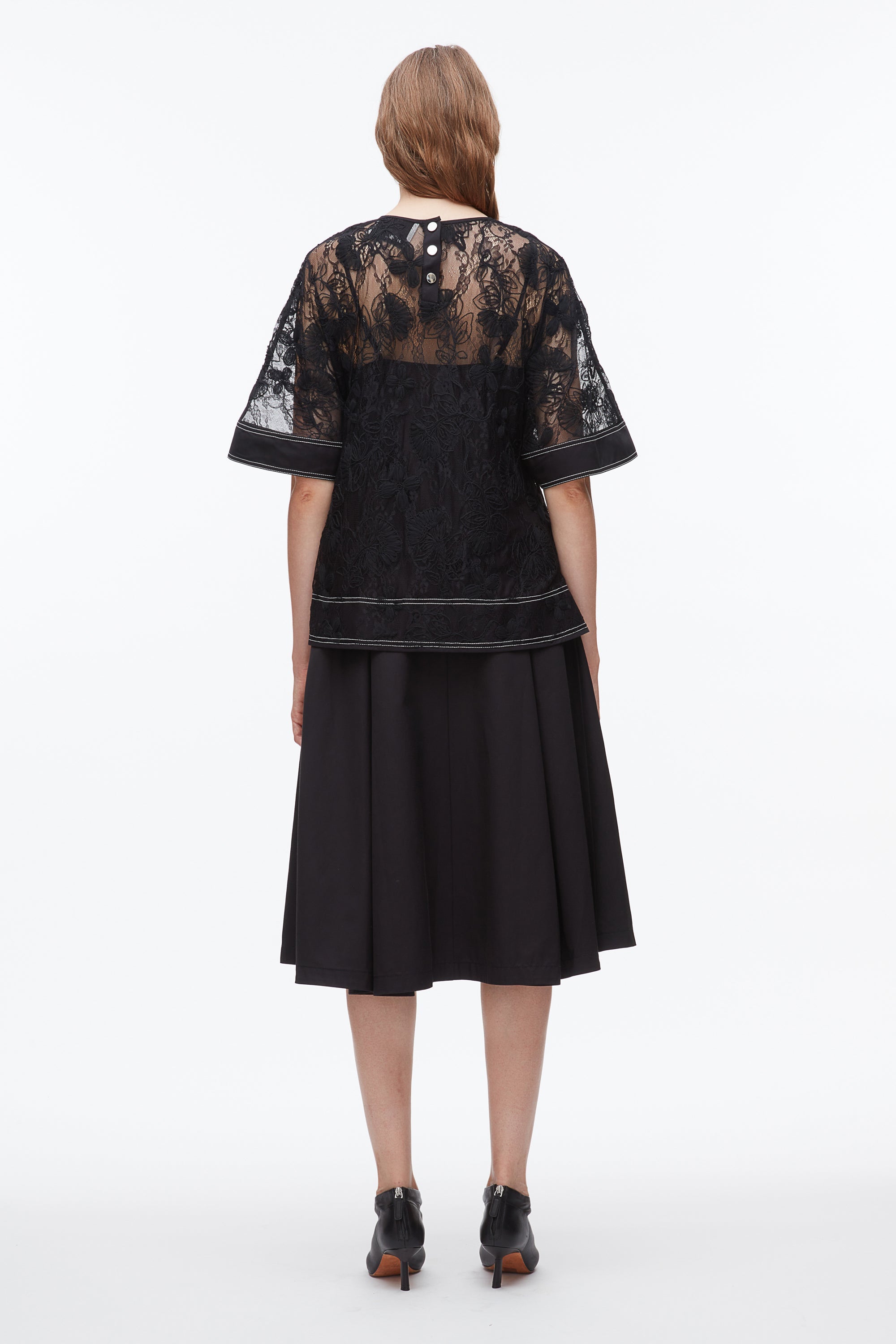 Black Dimensional Lace Flounce Top | 3.1 Phillip Lim