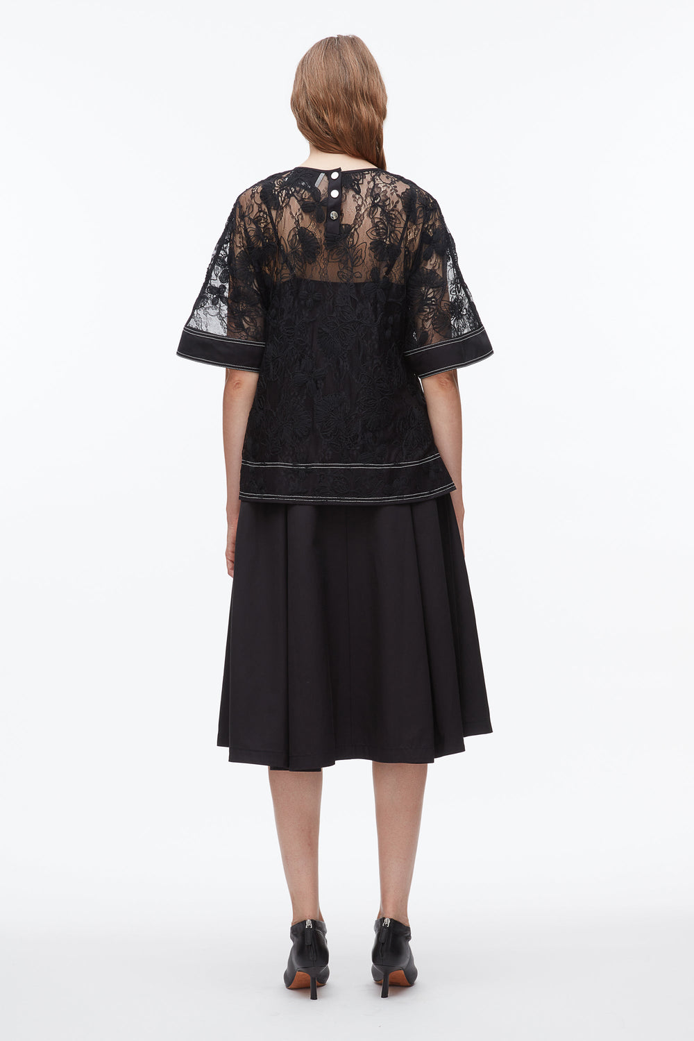 Black Dimensional Lace Flounce Top | 3.1 Phillip Lim
