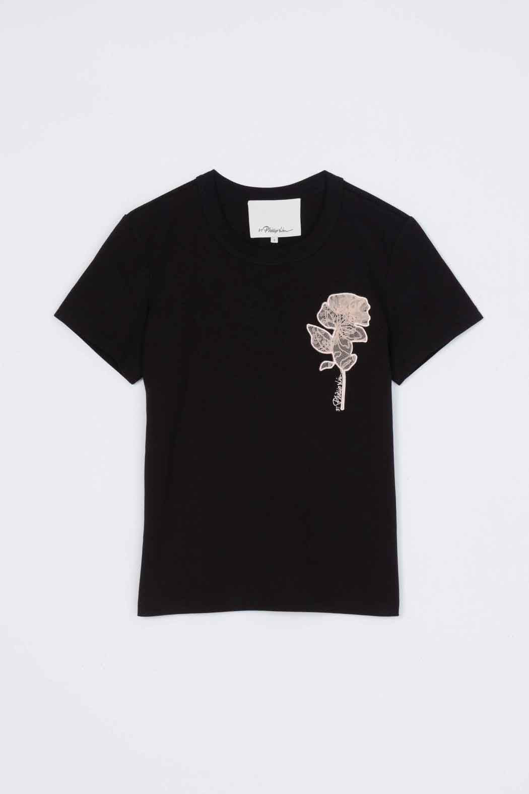 Black Flower Embroidery Merch Tee | 3.1 Phillip Lim