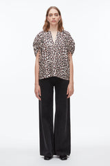 Chalk Multi Leopard Ruched Sleeve Top | 3.1 Phillip Lim