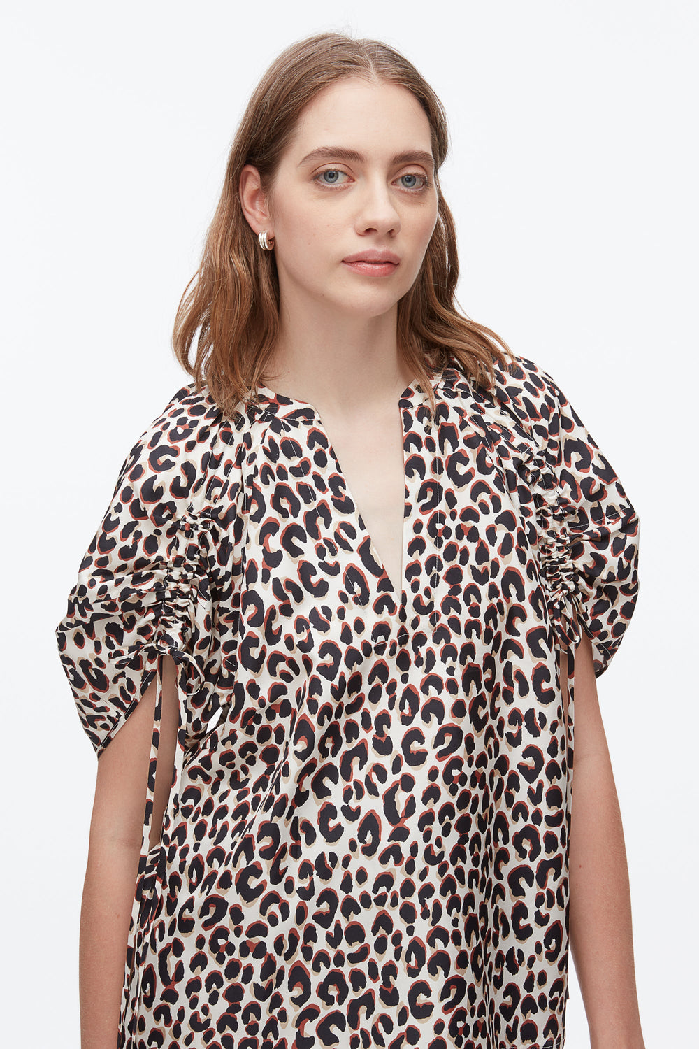 Chalk Multi Leopard Ruched Sleeve Top | 3.1 Phillip Lim