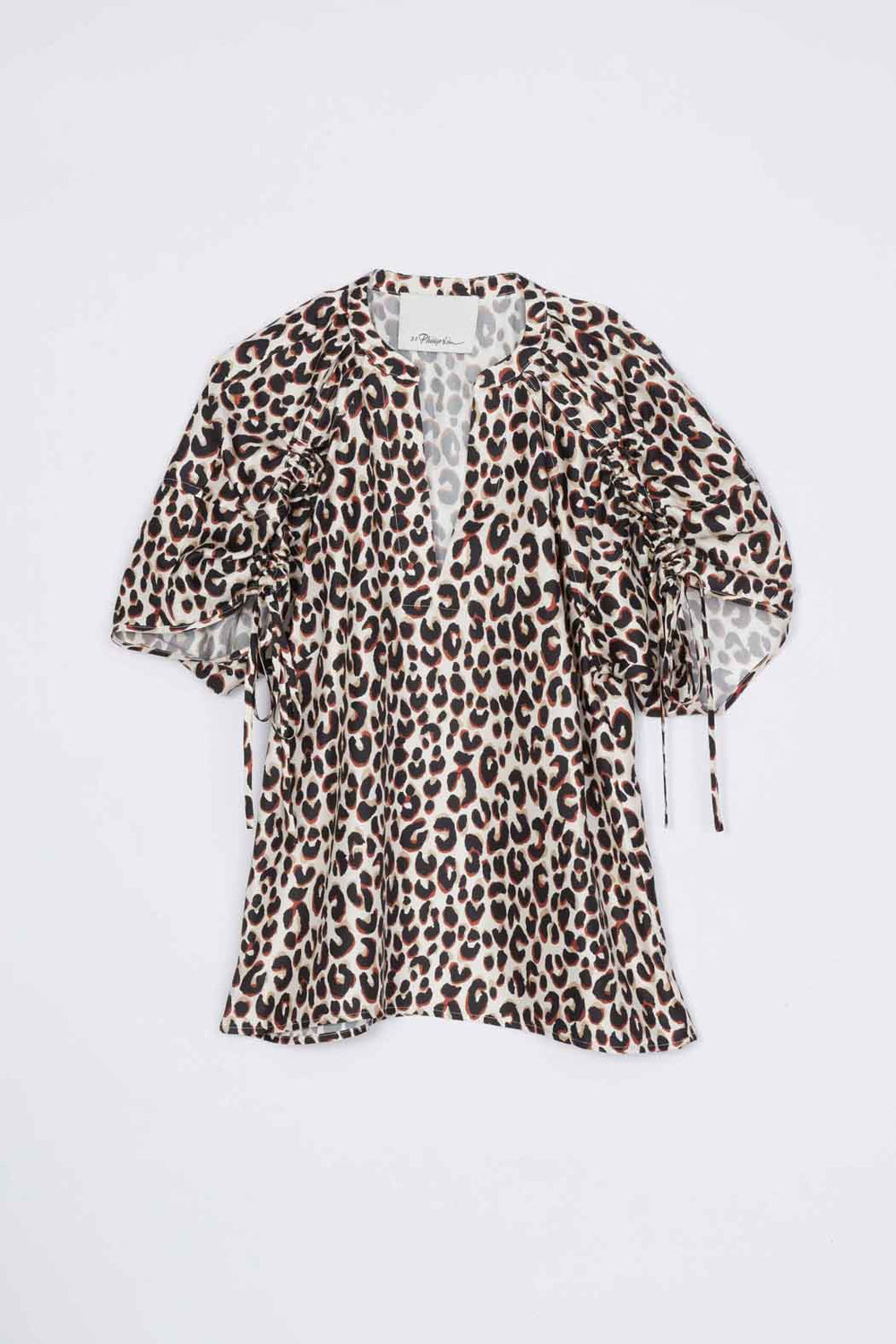 Chalk Multi Leopard Ruched Sleeve Top | 3.1 Phillip Lim