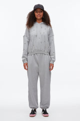 Grey Melange Stud Embellished Oversized Hoodie | 3.1 Phillip Lim