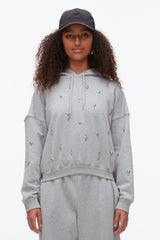 Grey Melange Stud Embellished Oversized Hoodie | 3.1 Phillip Lim