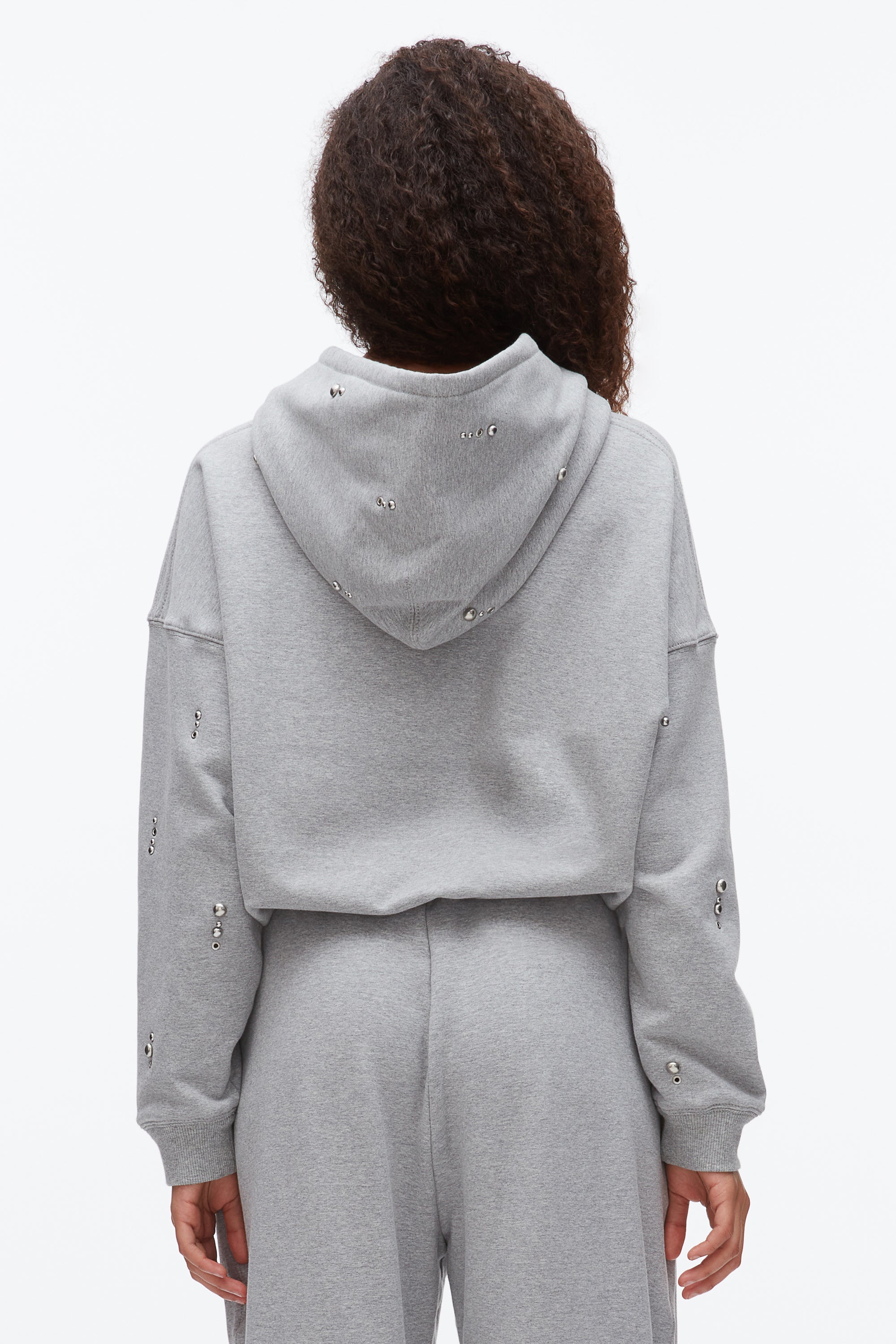 Grey Melange Stud Embellished Oversized Hoodie | 3.1 Phillip Lim