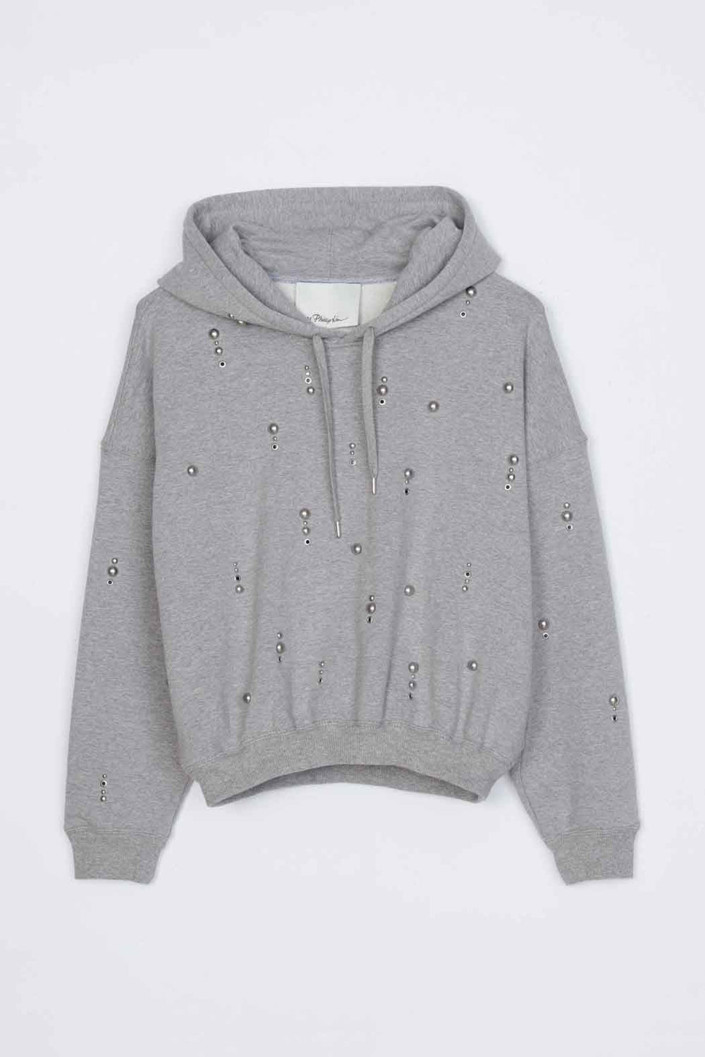 Grey Melange Stud Embellished Oversized Hoodie | 3.1 Phillip Lim