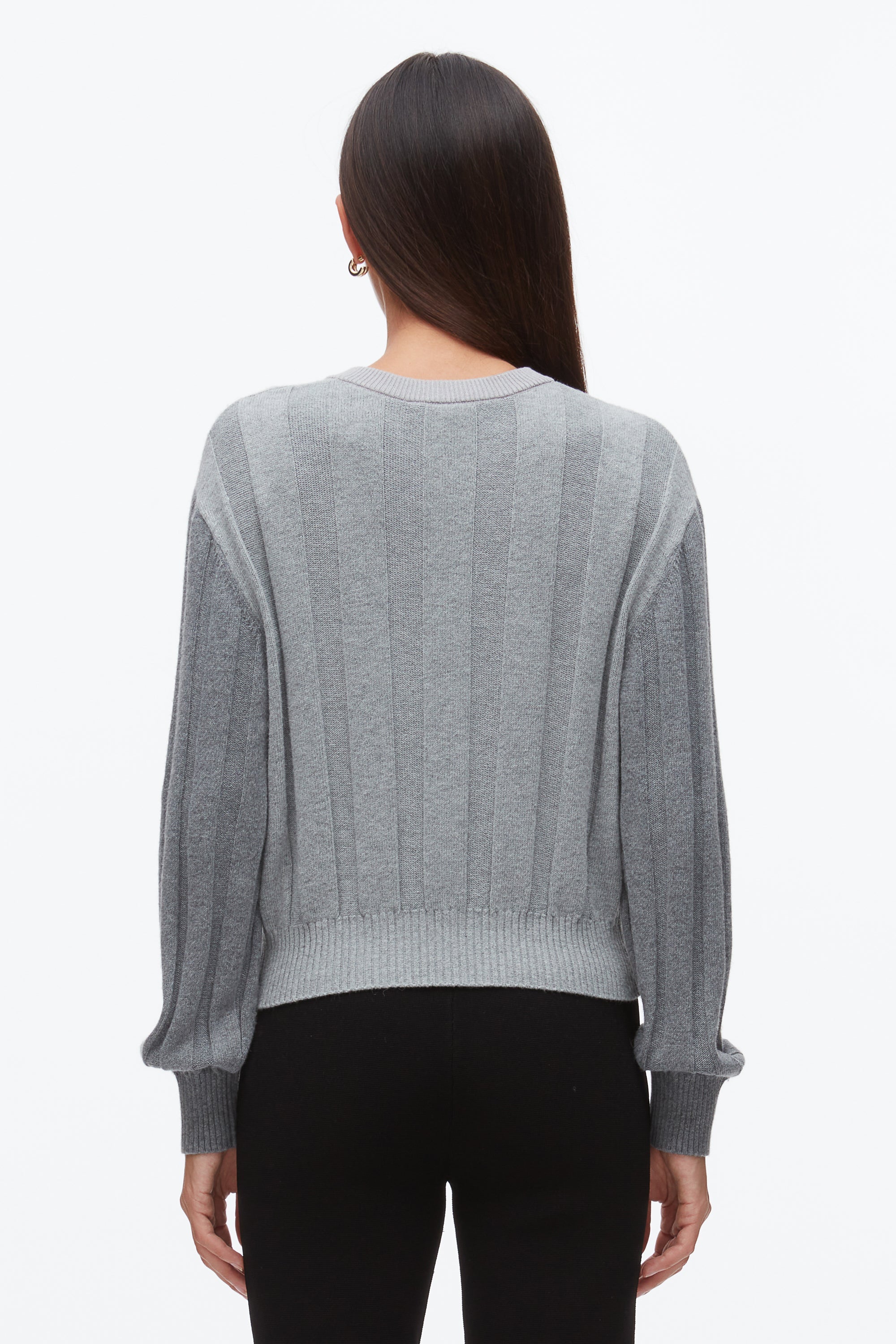 Dark Grey Melange Multi Mix Cable Crew Neck Cardigan | 3.1 Phillip Lim