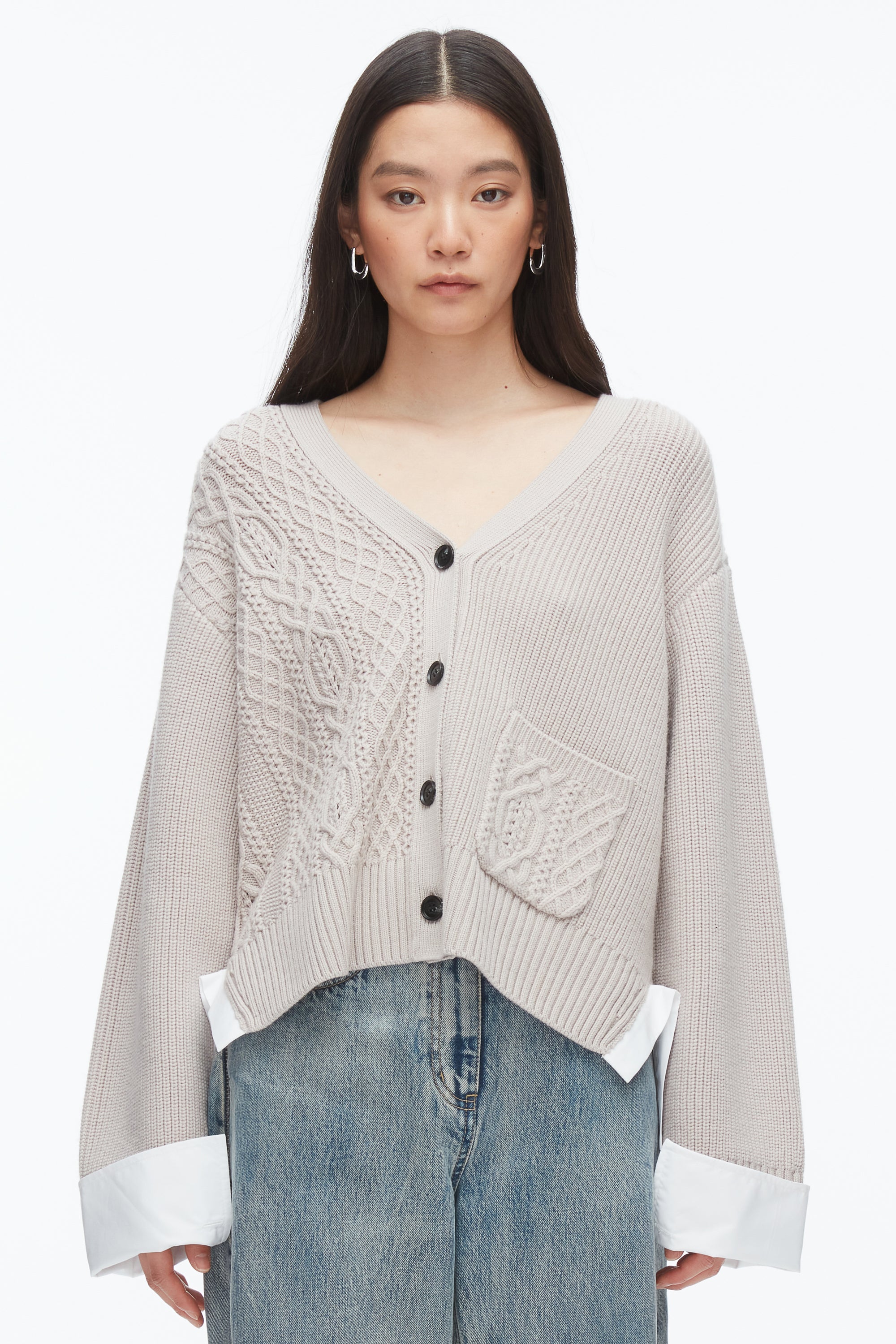 Oyster Cable Mix Boyfriend Cardigan | 3.1 Phillip Lim