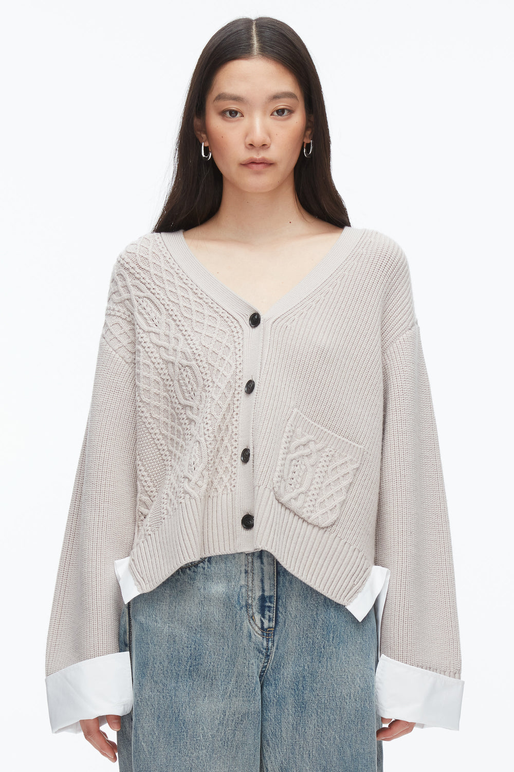 Oyster Cable Mix Boyfriend Cardigan | 3.1 Phillip Lim