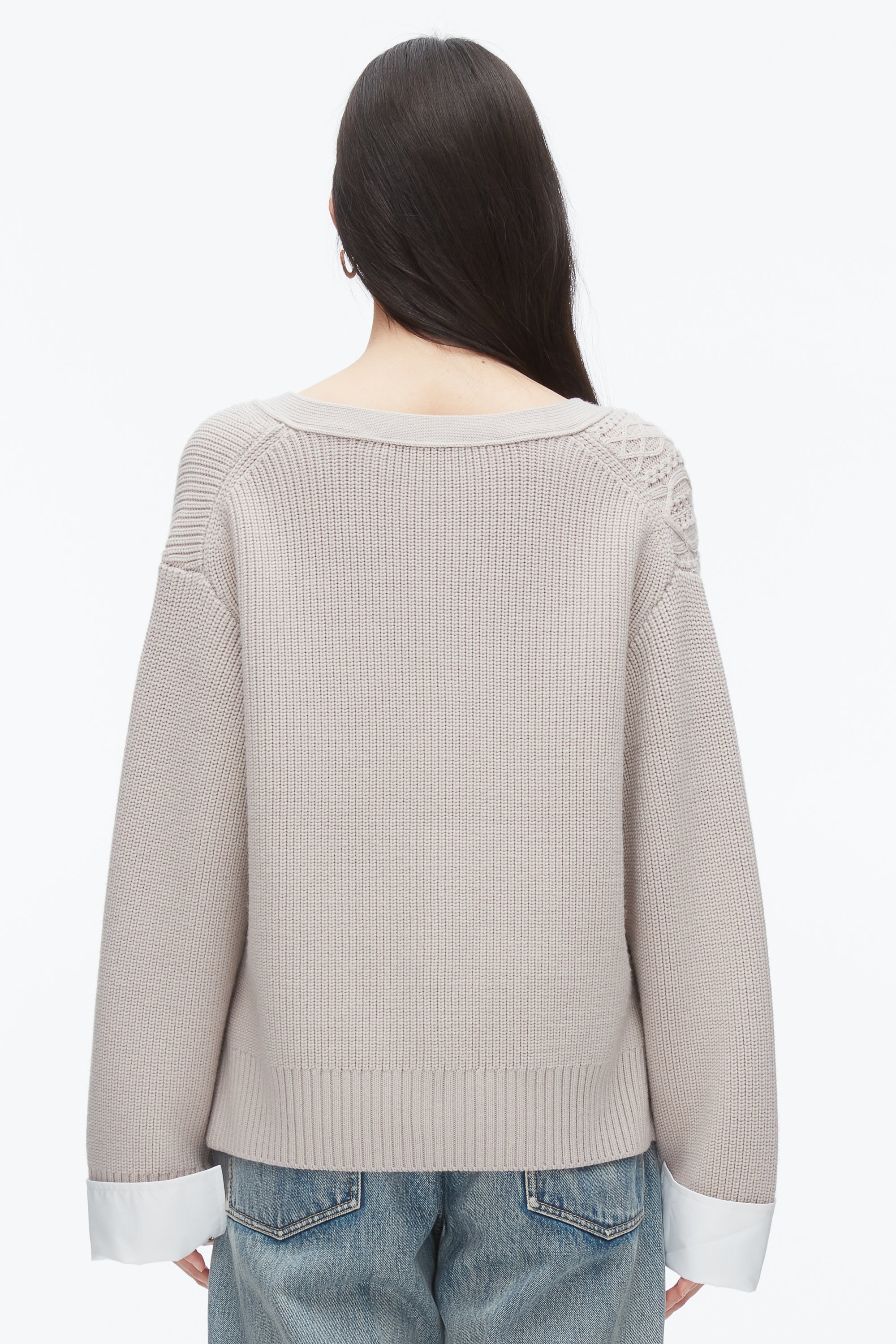 Oyster Cable Mix Boyfriend Cardigan | 3.1 Phillip Lim