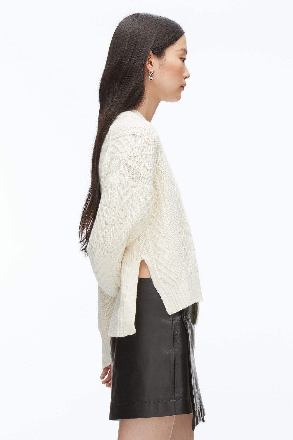 Ivory Cable Mix Double Layer Crewneck | 3.1 Phillip Lim
