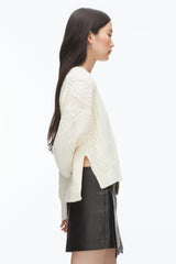 Ivory Cable Mix Double Layer Crewneck | 3.1 Phillip Lim