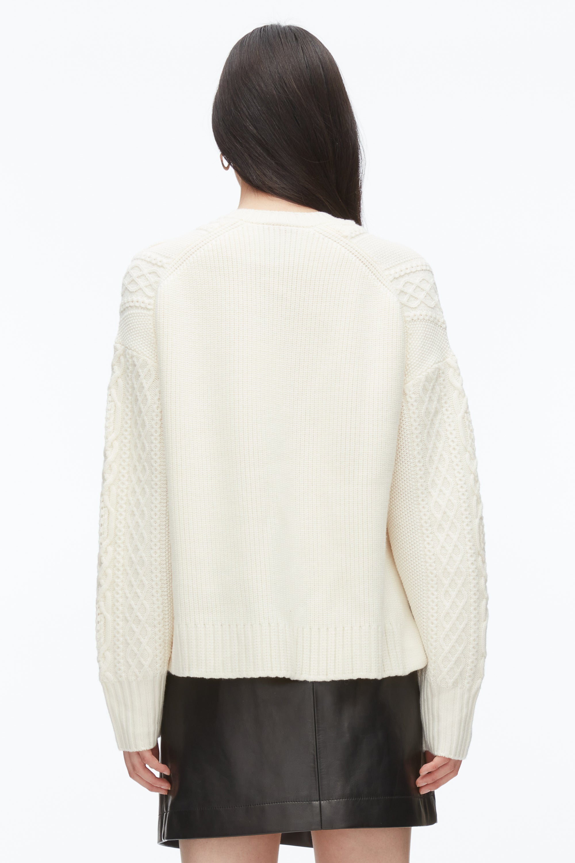 Ivory Cable Mix Double Layer Crewneck | 3.1 Phillip Lim