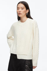 Ivory Cable Mix Double Layer Crewneck | 3.1 Phillip Lim