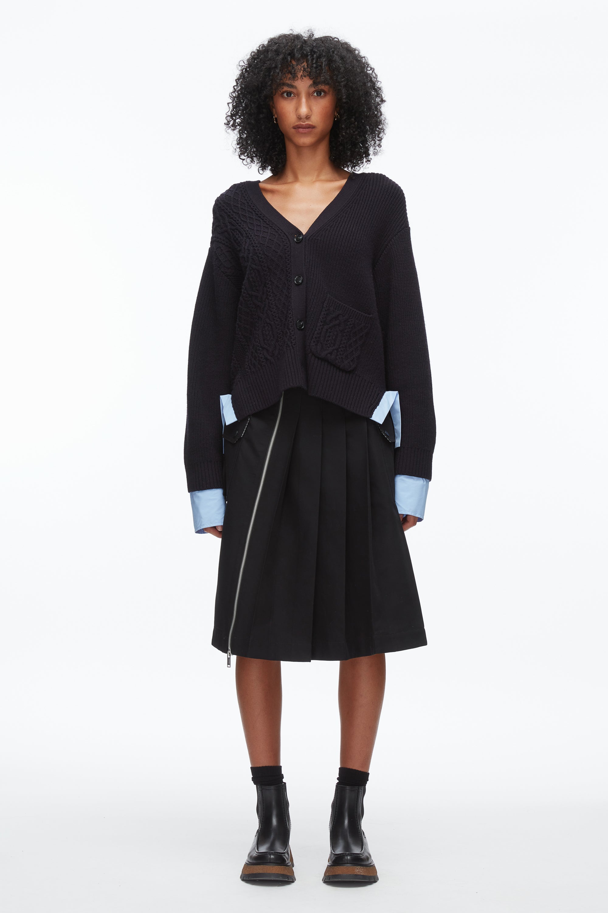 Midnight Cable Mix Boyfriend Cardigan | 3.1 Phillip Lim