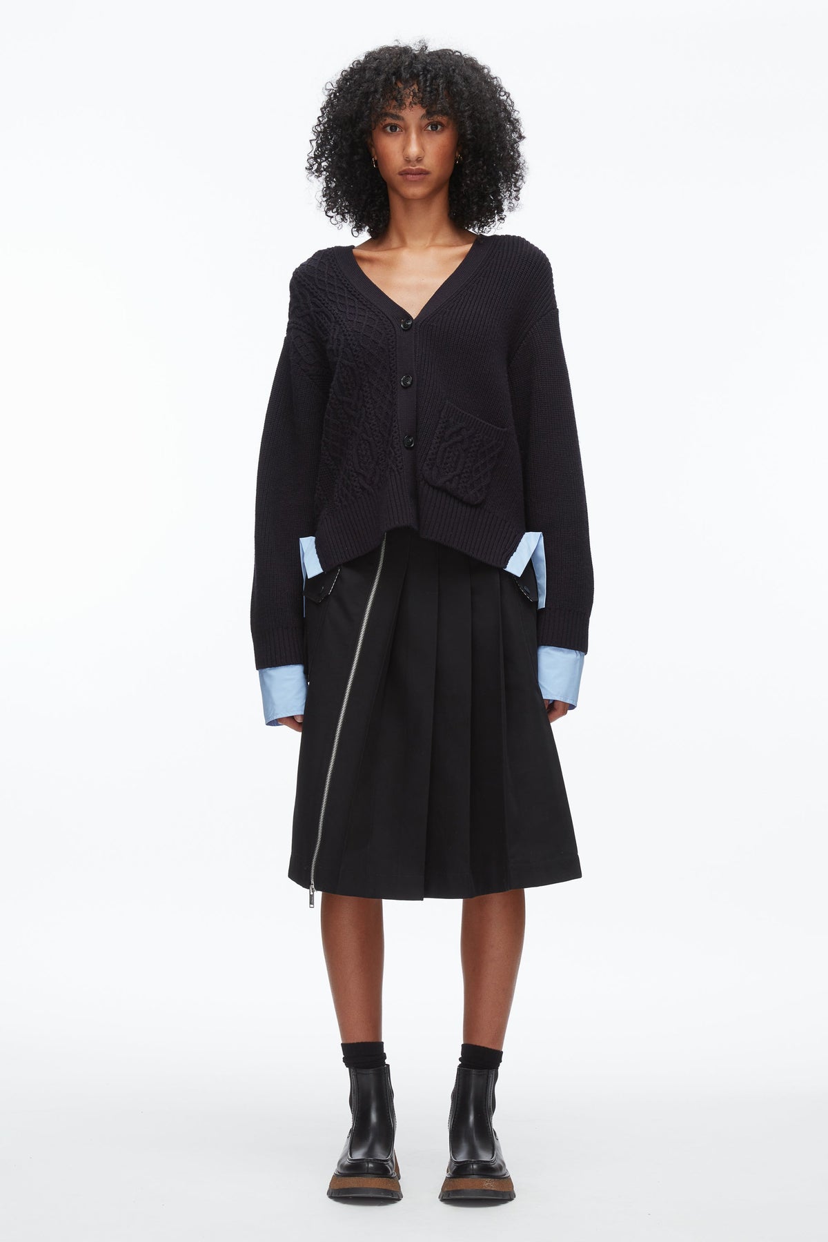 Midnight Cable Mix Boyfriend Cardigan | 3.1 Phillip Lim