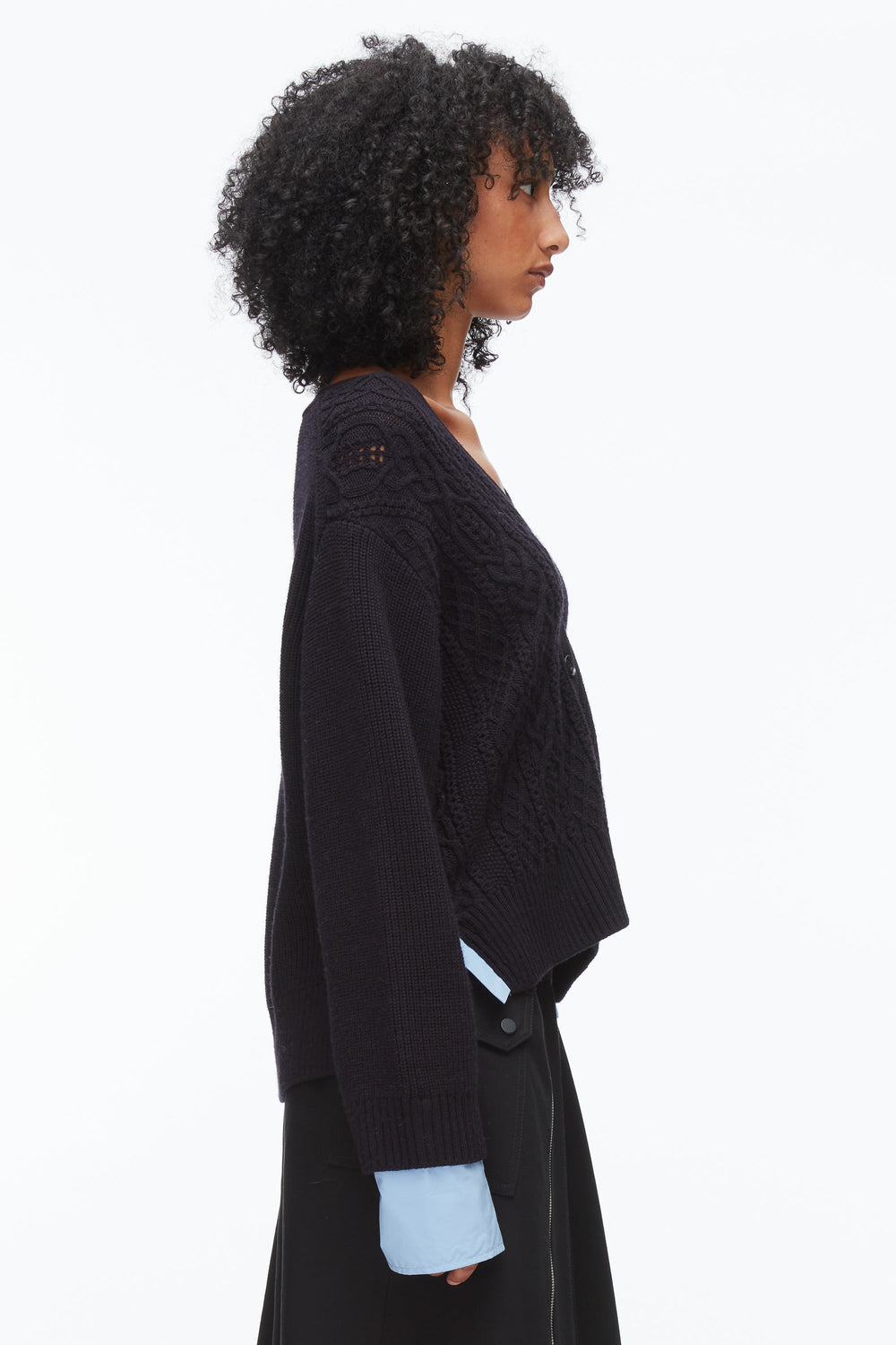 Midnight Cable Mix Boyfriend Cardigan | 3.1 Phillip Lim