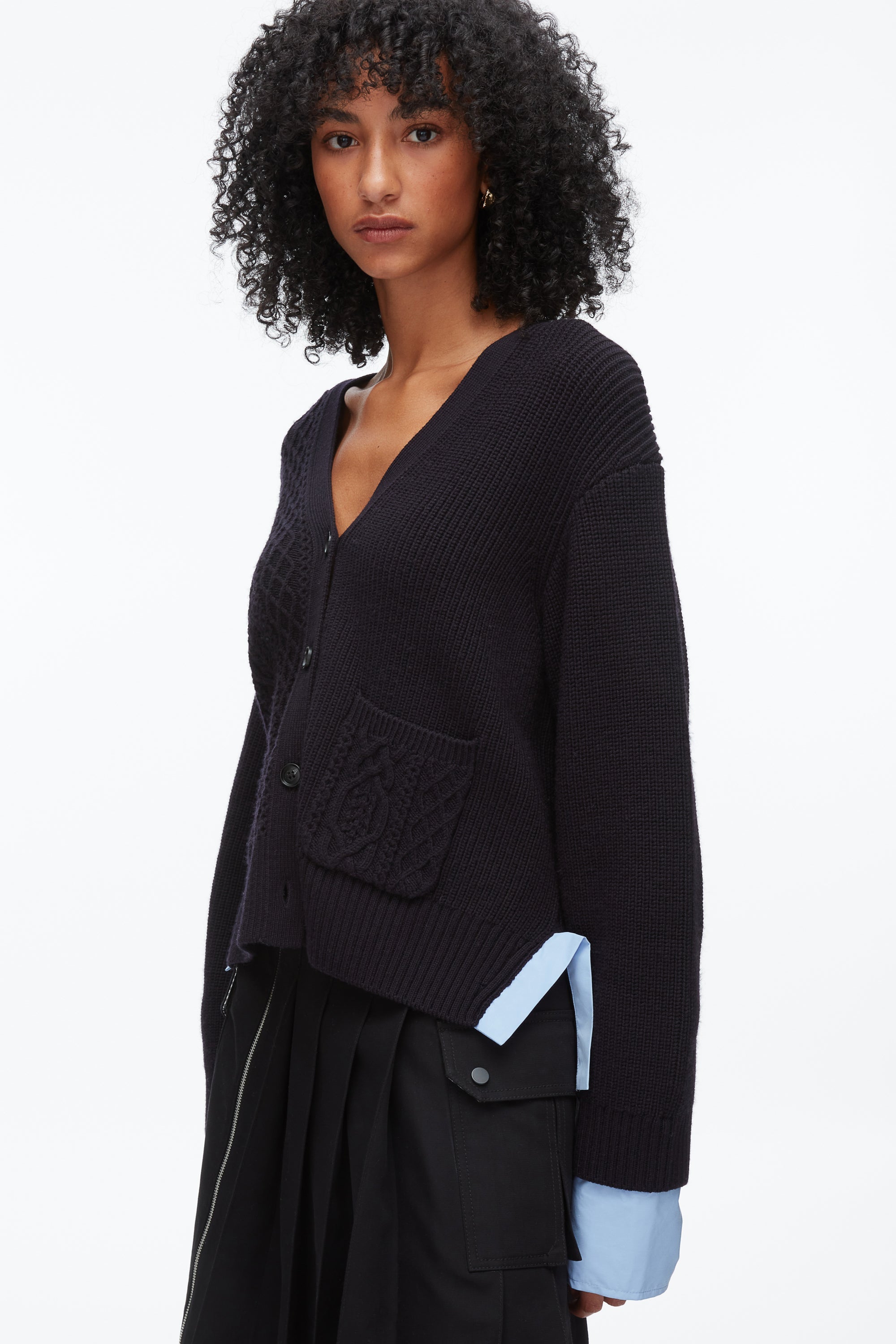 Midnight Cable Mix Boyfriend Cardigan | 3.1 Phillip Lim